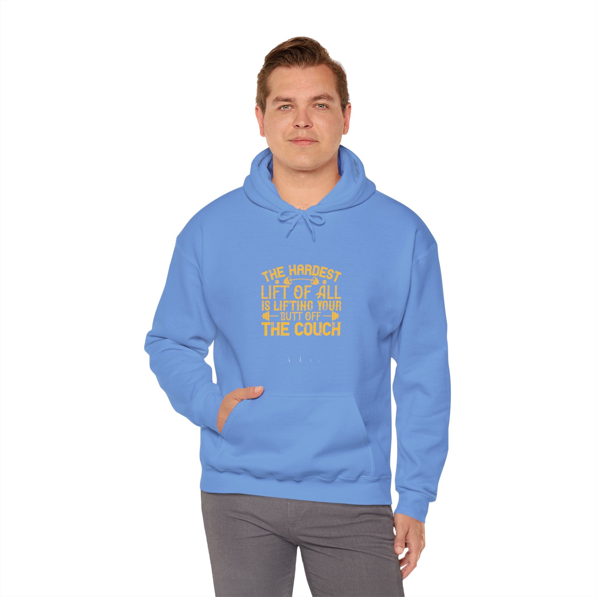 "The hardest lift of all is lifting your butt off the couch"  Unisex Heavy Blend™ Hooded Sweatshirt