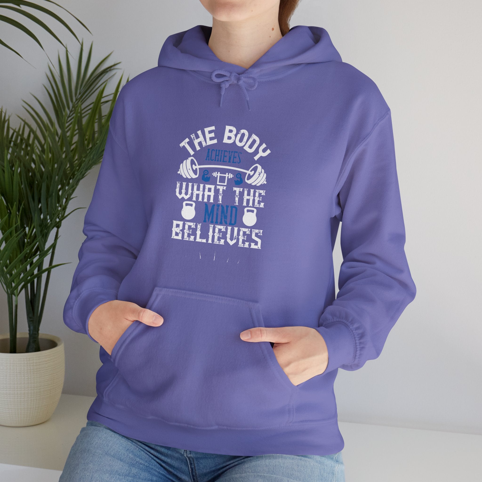 "The body achieves what the mind believes" Unisex Heavy Blend™ Hooded Sweatshirt