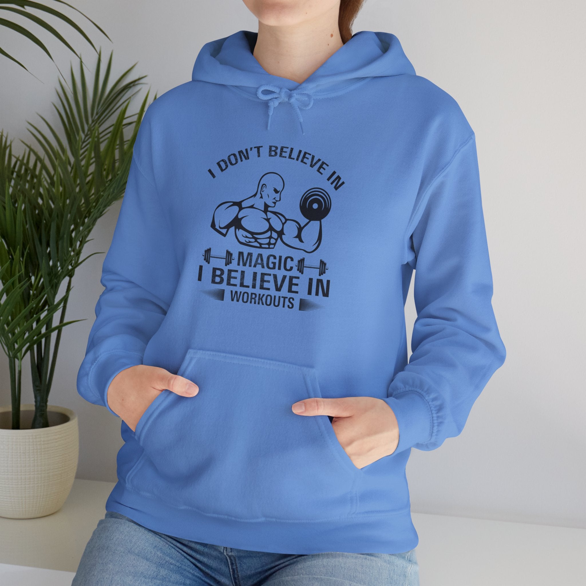 "I Don't Believe In Magic I Believe In Workouts" Unisex Heavy Blend™ Hooded Sweatshirt