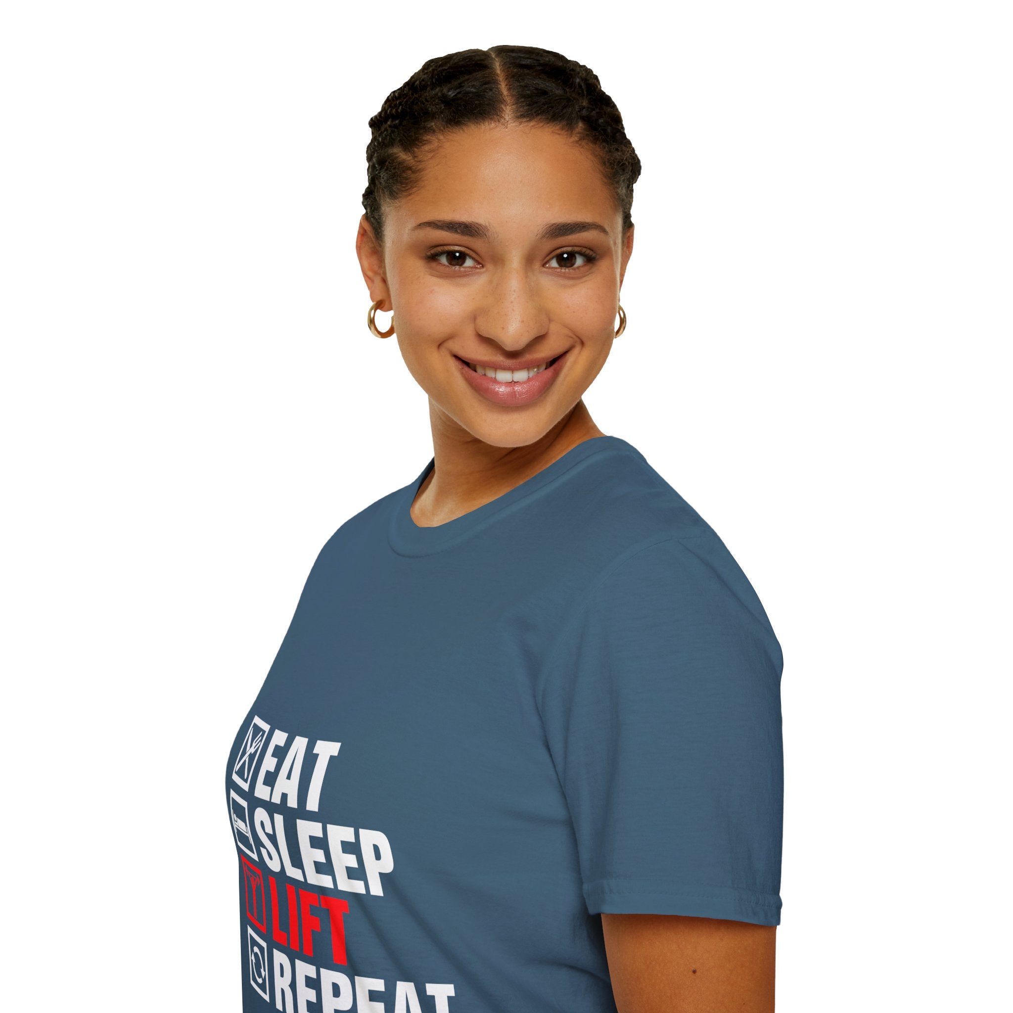 "Eat Sleep Lift Repeat" Unisex Soft Style T-Shirt