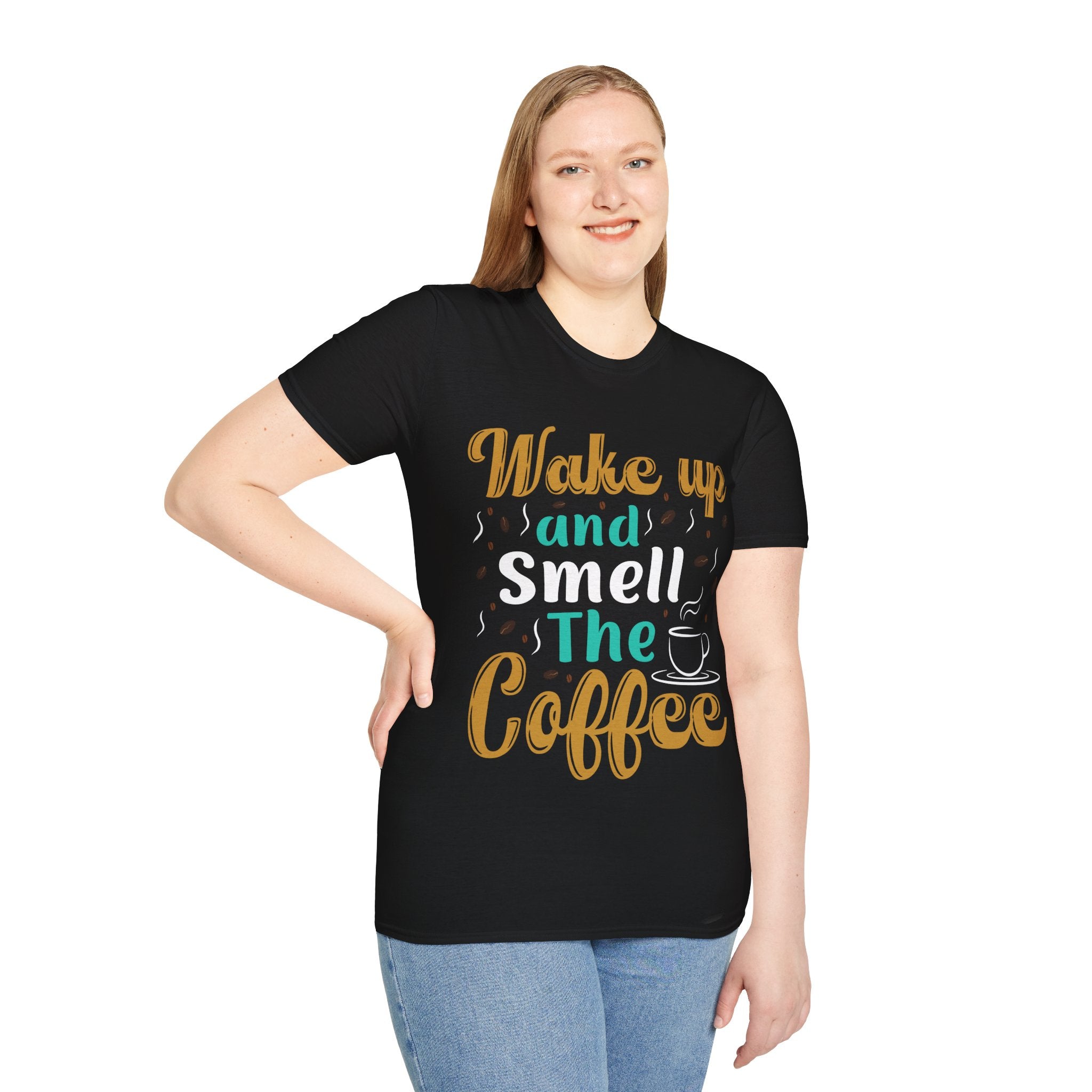 "WAKE UP AND SMELL THE COFFEE" Unisex Soft style T-Shirt