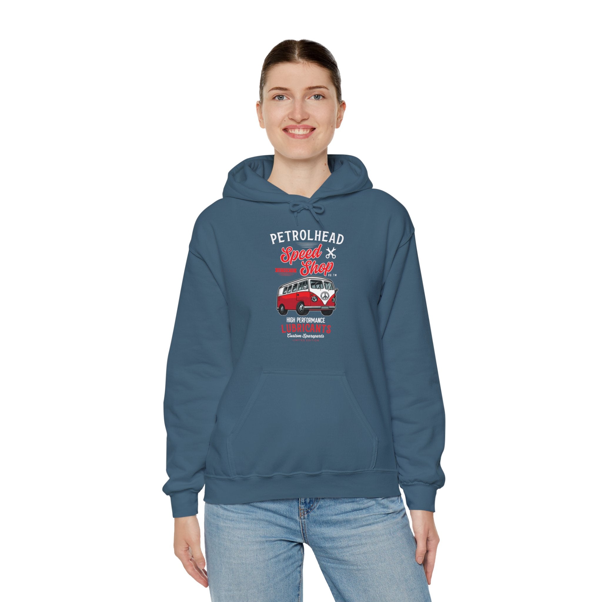 "PETROLHEAD SPEED SHOP LUBRICANTS" Unisex Heavy Blend™ Hooded Sweatshirt