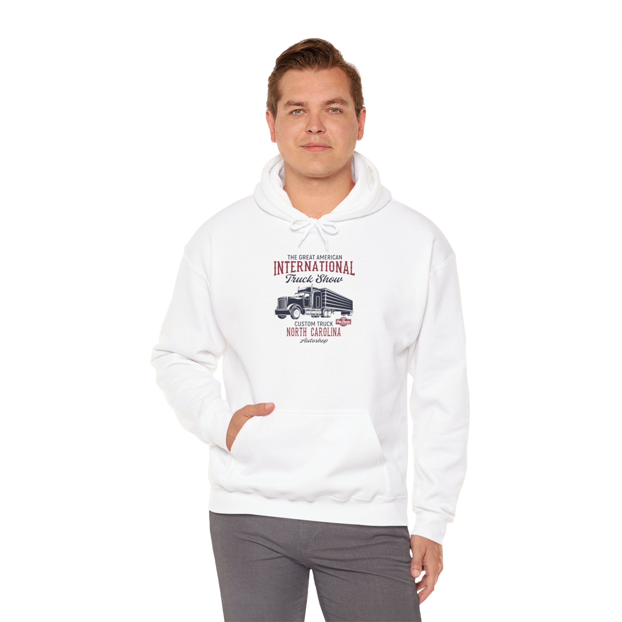 "THE GREAT AMERICAN INTERNATIONAL TRUCK SHOW CUSTOM TRUCK NORTH CALIFORNIA AUTO SHOP" Unisex Heavy Blend™ Hooded Sweatshirt