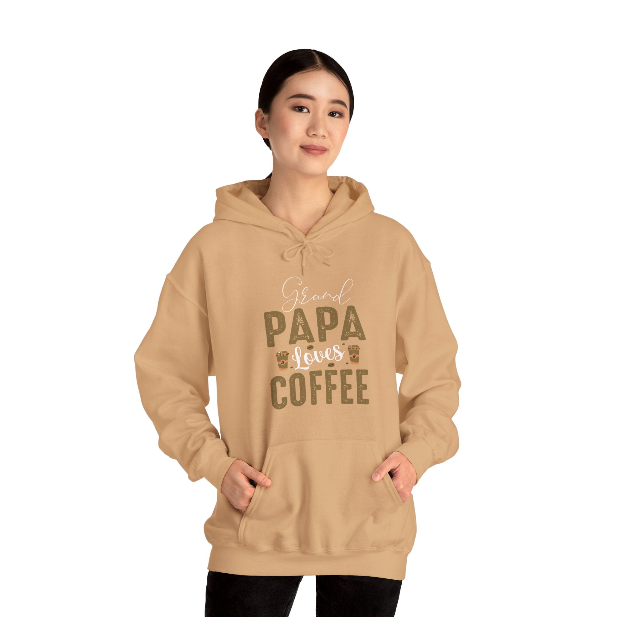 "GRAND PAPA LOVES COFFEE" Unisex Heavy Blend™ Hooded Sweatshirt