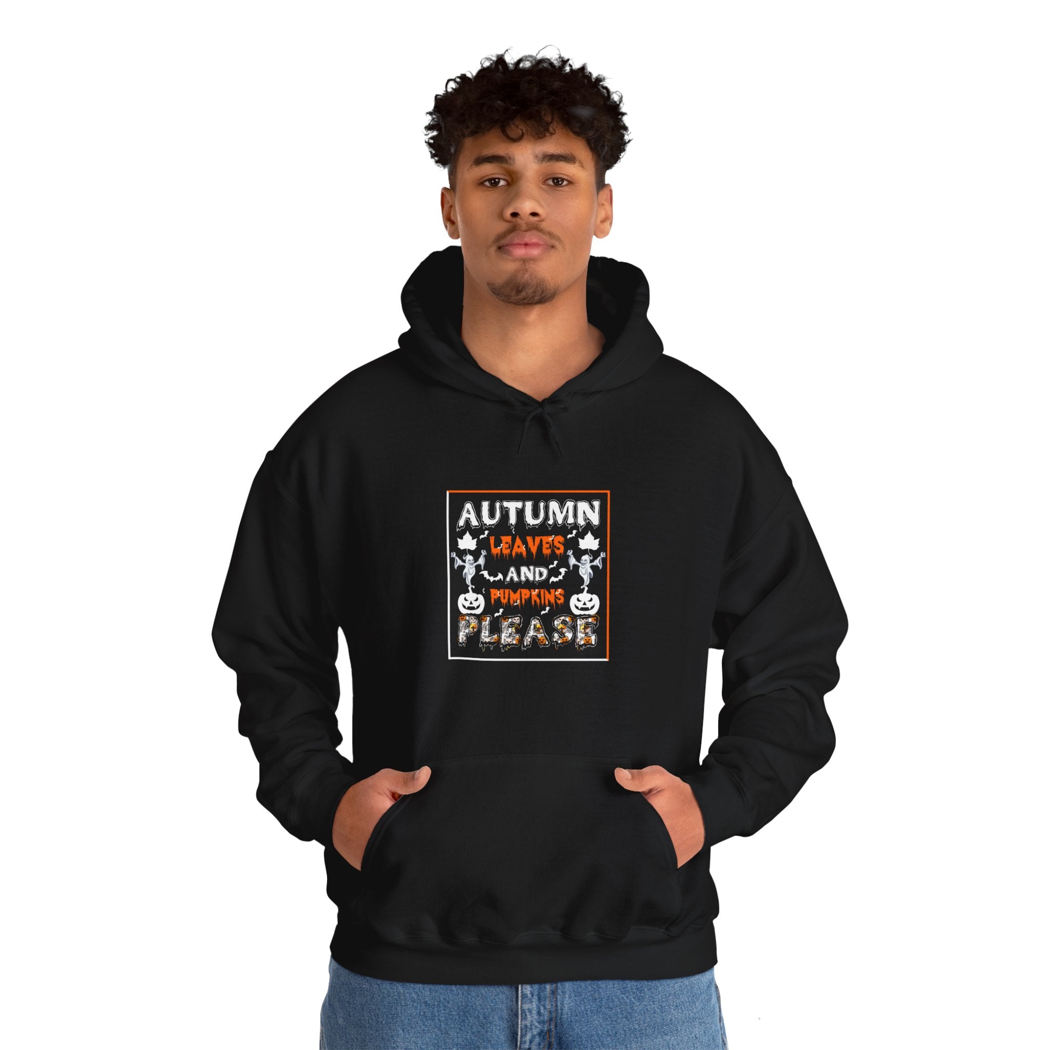 "AUTUMN LEAVES AND PUMPKINS PLEASE" Unisex Heavy Blend™ Hooded Sweatshirt