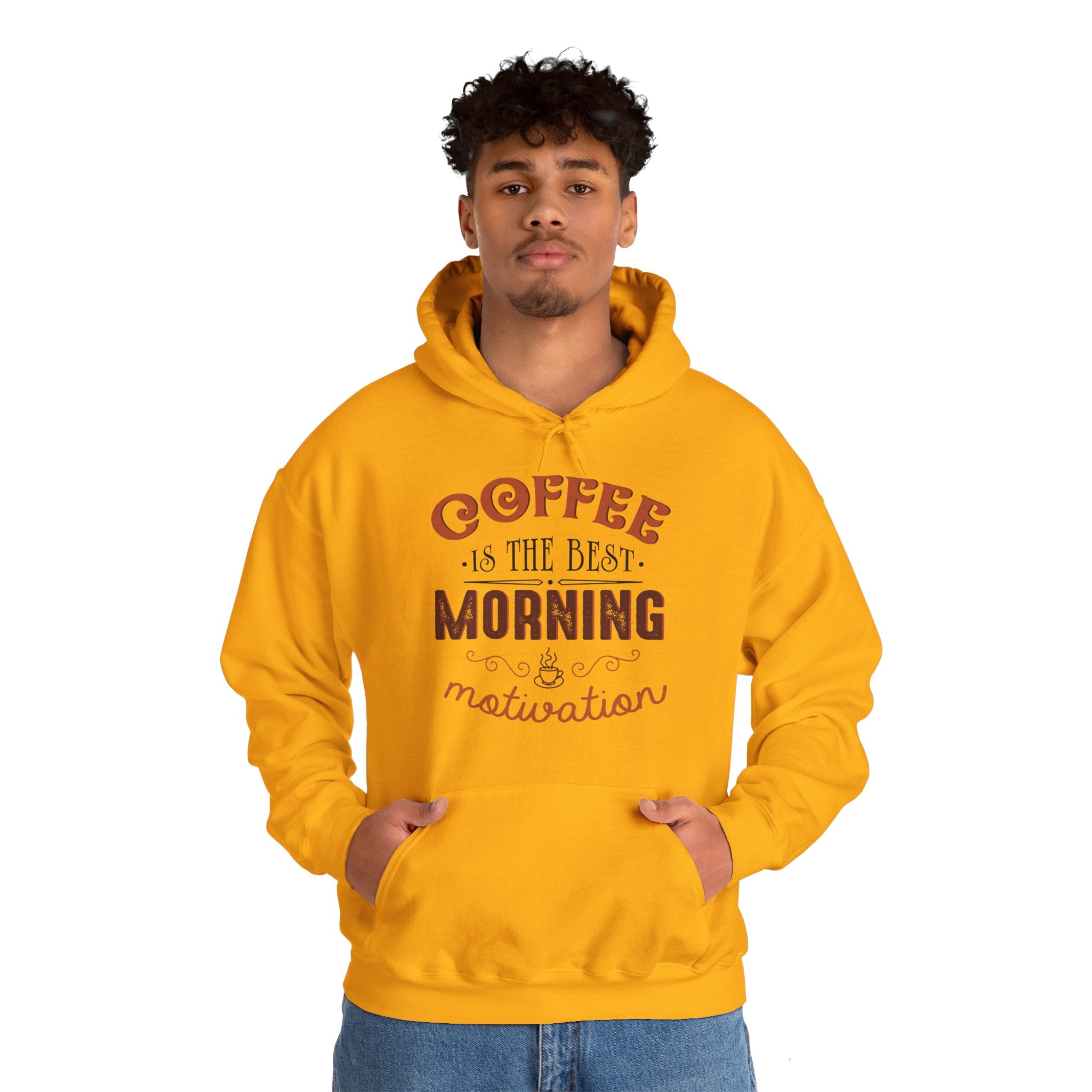 "COFFEE IS THE BEST MORNING MOTIVATION" Unisex Heavy Blend™ Hooded Sweatshirt