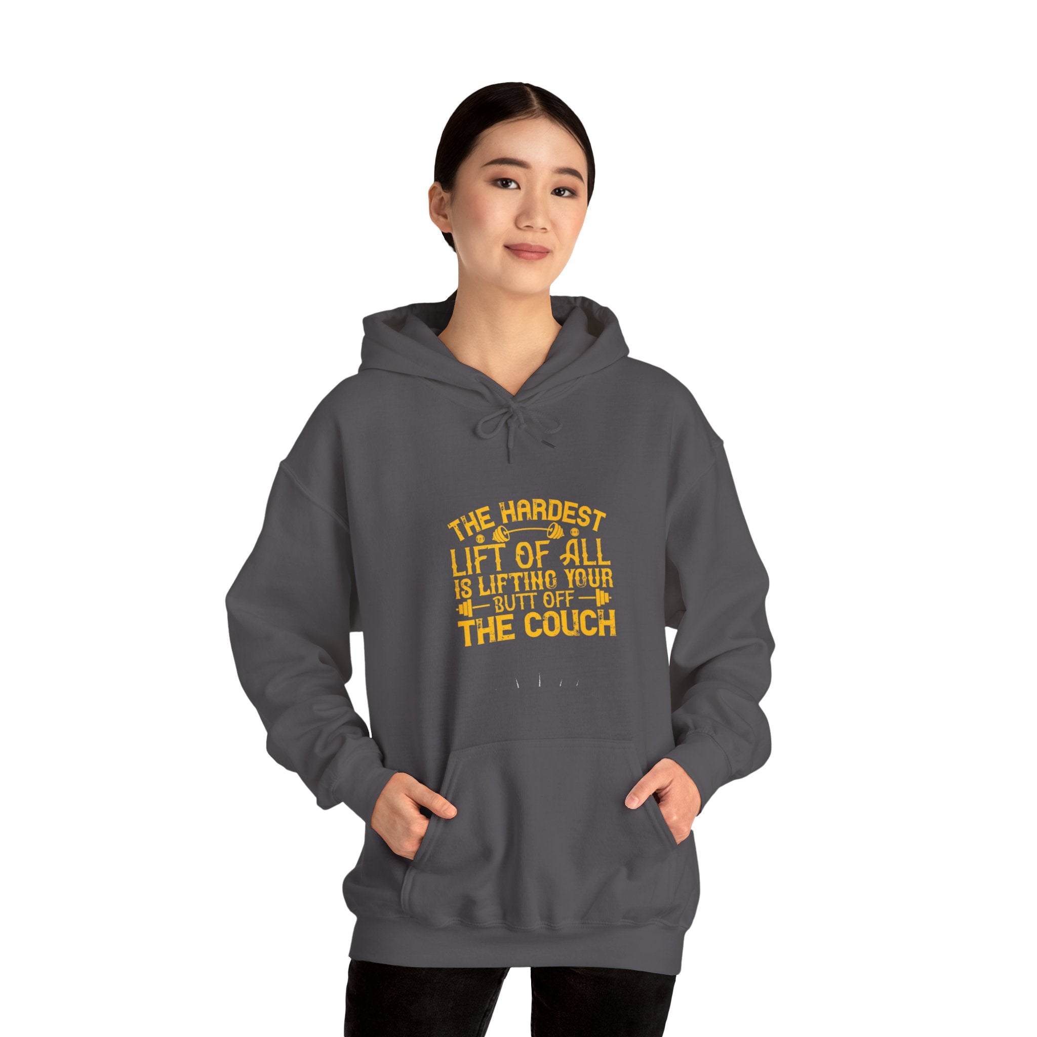 "The hardest lift of all is lifting your butt off the couch"  Unisex Heavy Blend™ Hooded Sweatshirt