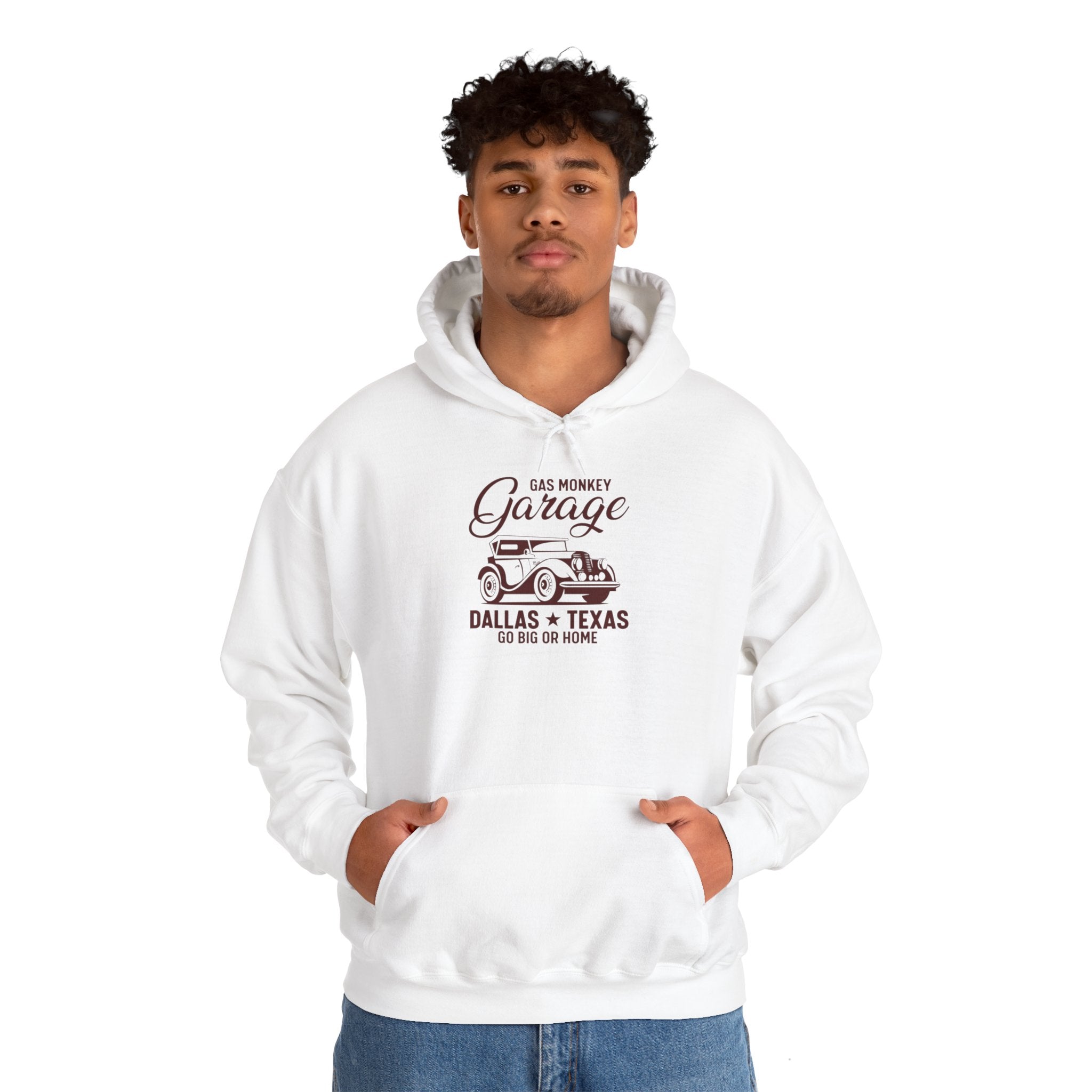 "GAS MONKEY GARAGE DALLAS TEXAS GO BIG OR HOME" Unisex Heavy Blend™ Hooded Sweatshirt