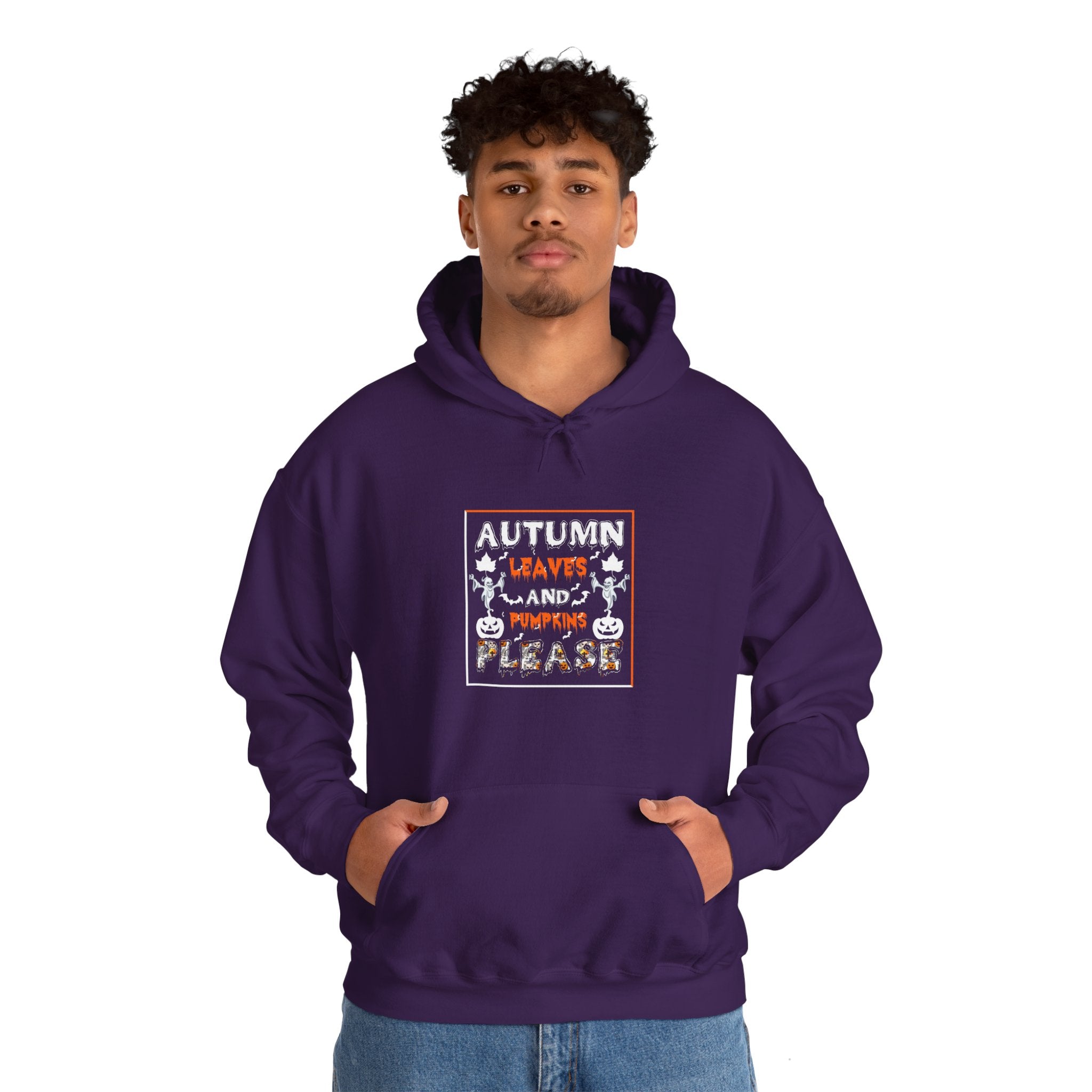 "AUTUMN LEAVES AND PUMPKINS PLEASE" Unisex Heavy Blend™ Hooded Sweatshirt