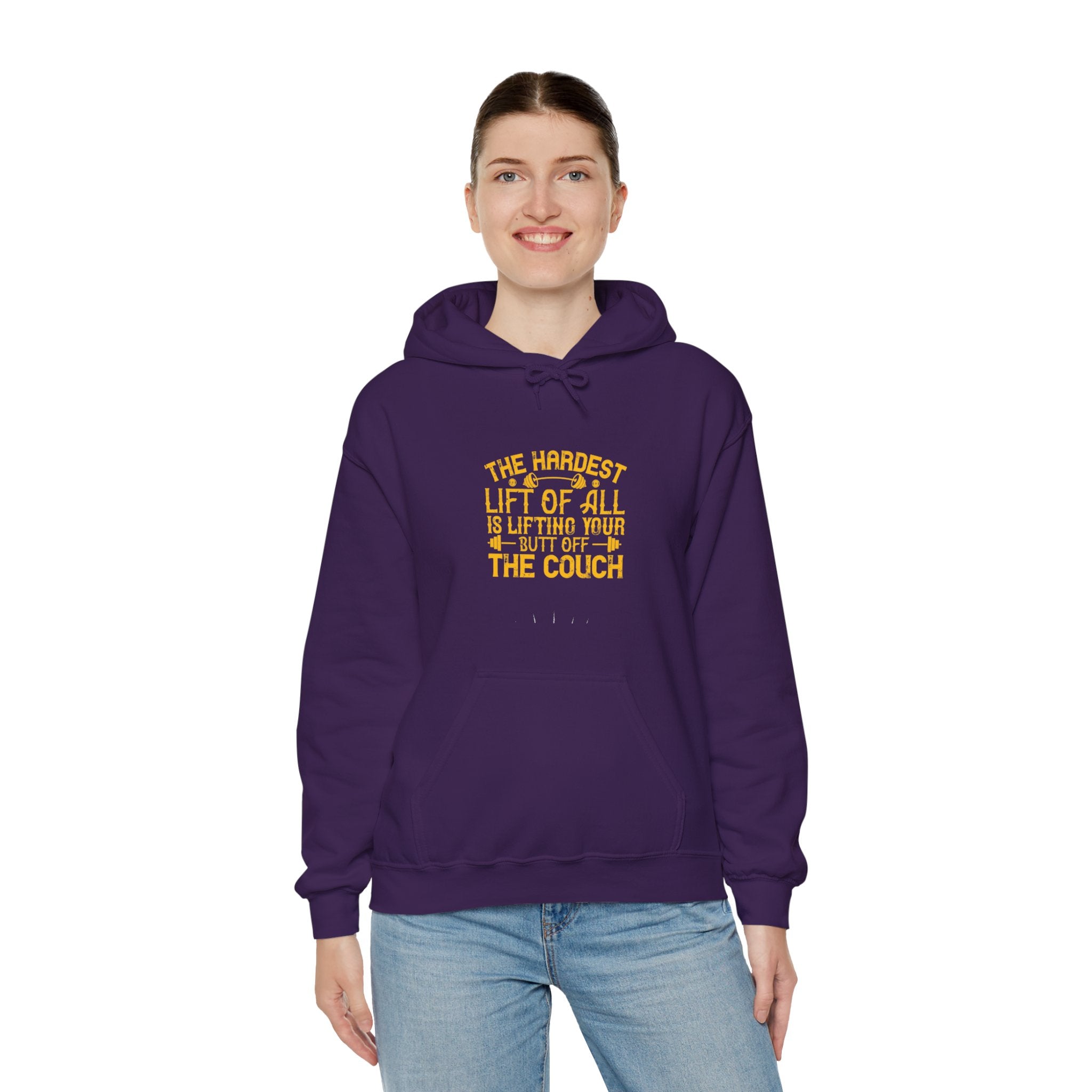 "The hardest lift of all is lifting your butt off the couch"  Unisex Heavy Blend™ Hooded Sweatshirt