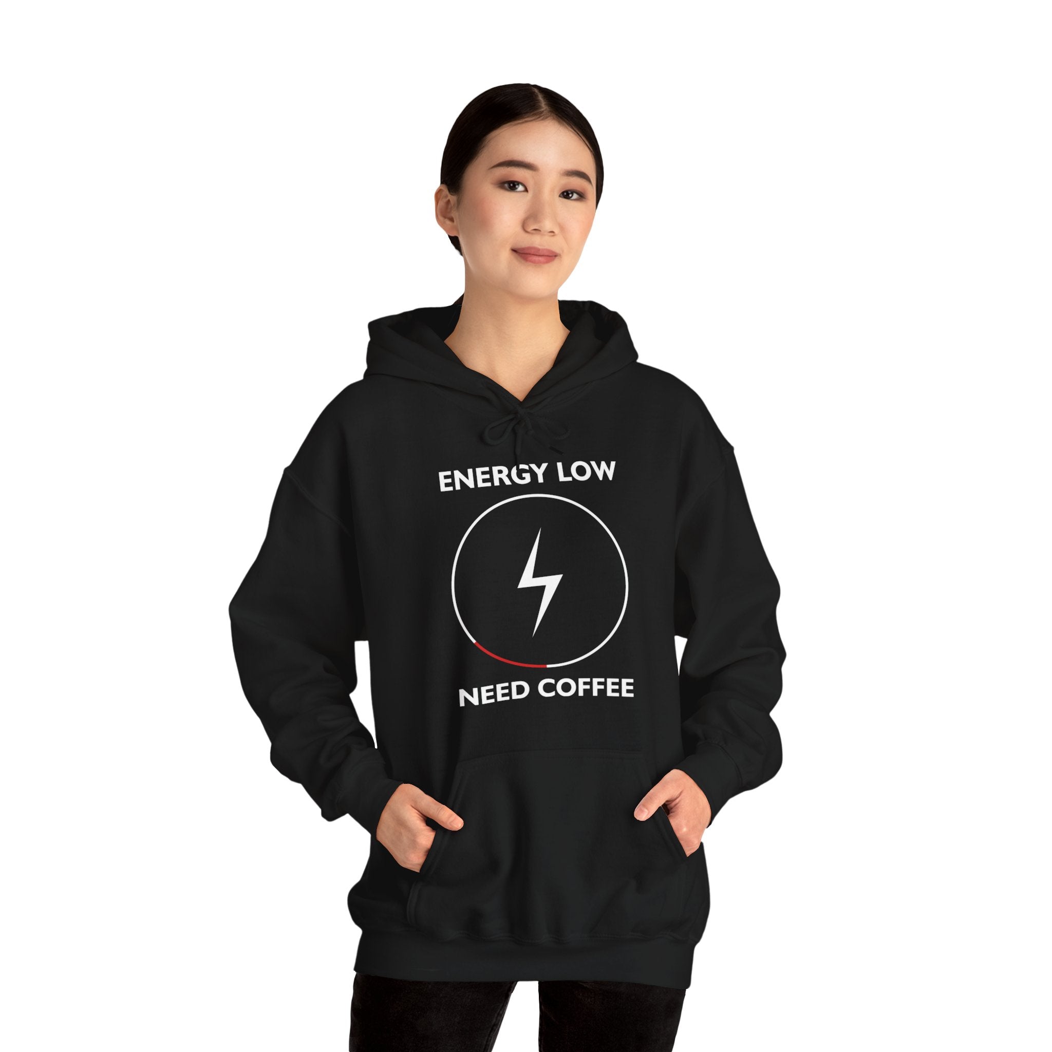 "ENERGY LOW NEED COFFEE" Unisex Heavy Blend™ Hooded Sweatshirt