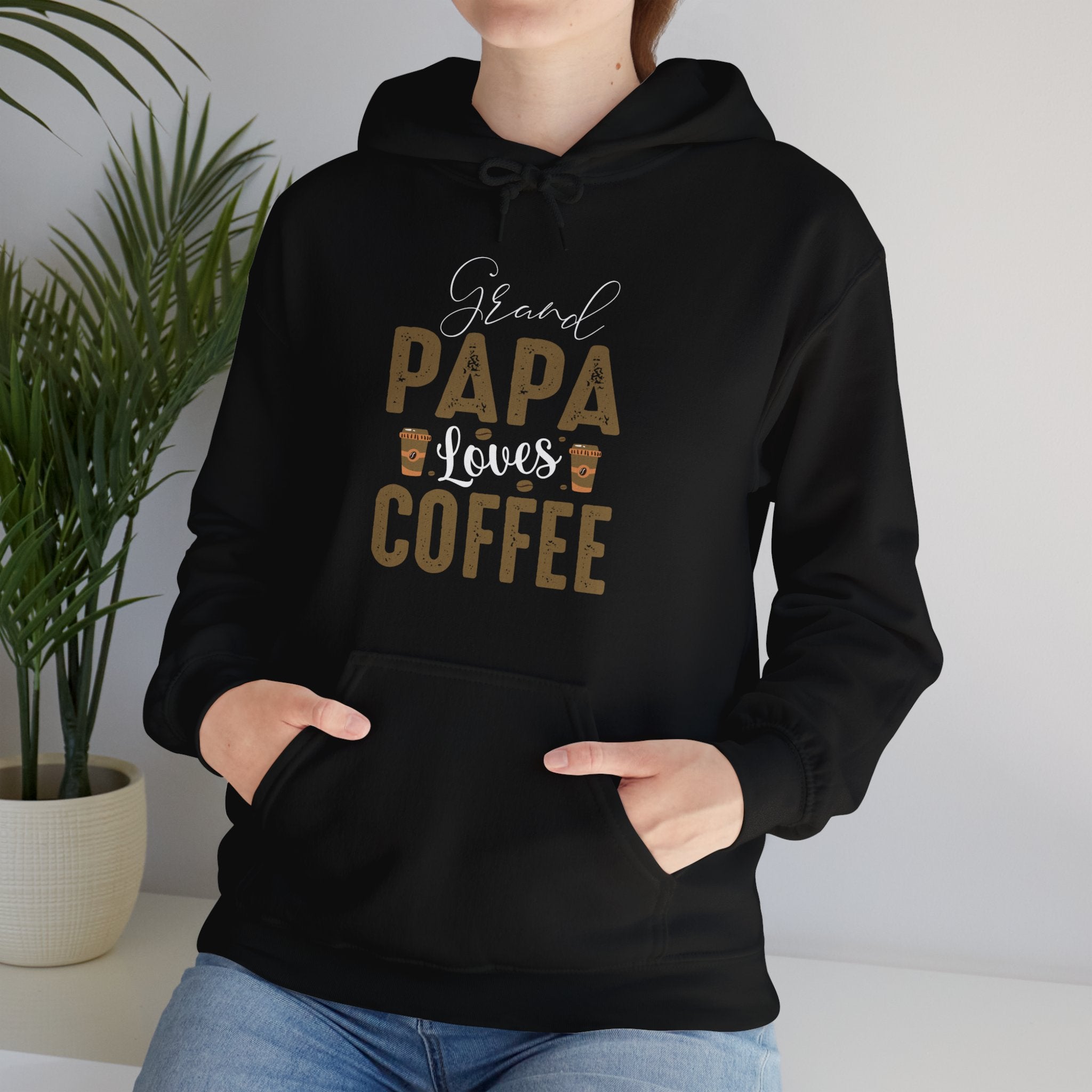 "GRAND PAPA LOVES COFFEE" Unisex Heavy Blend™ Hooded Sweatshirt