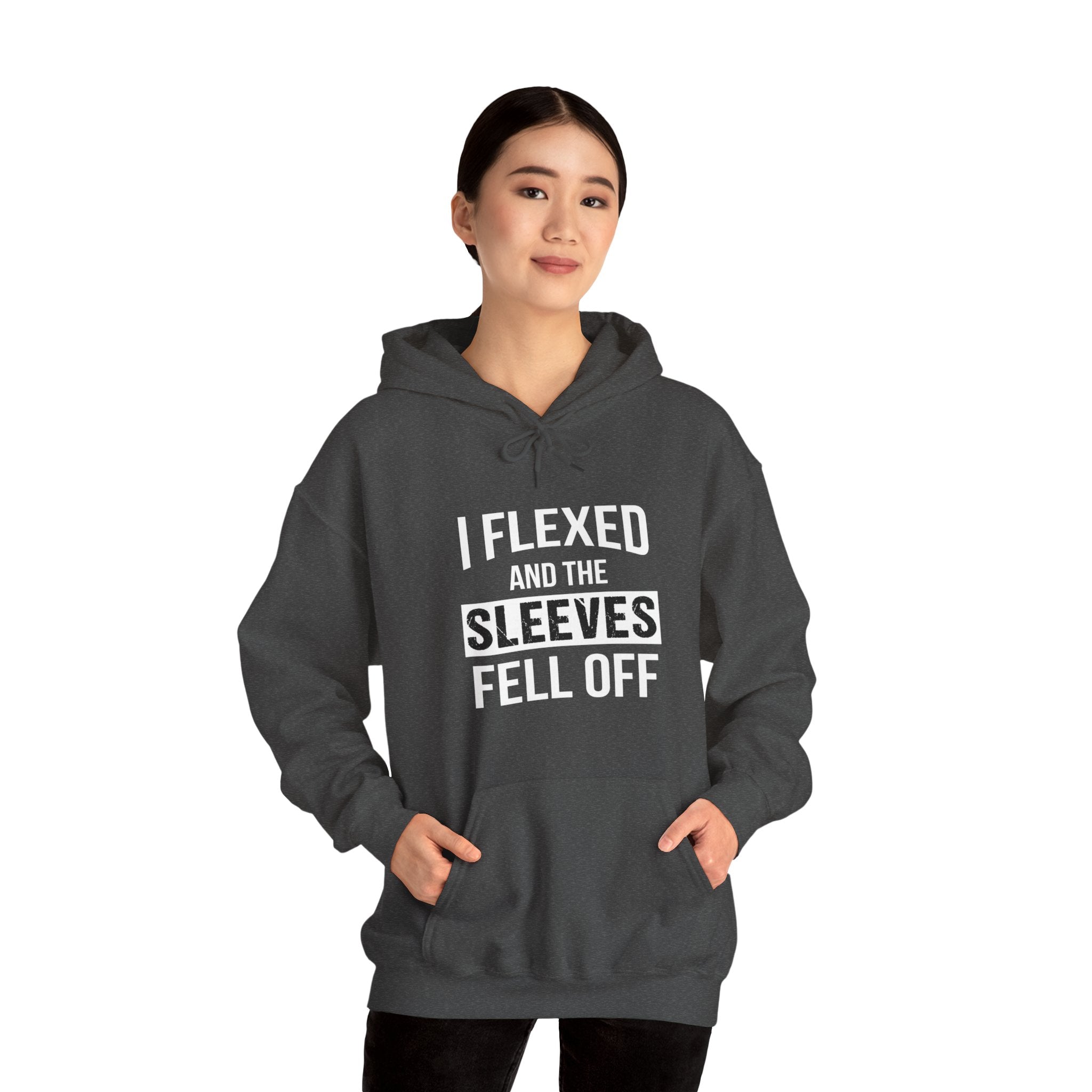 "I Flexed And The Sleeves Fell Off" Unisex Heavy Blend™ Hooded Sweatshirt