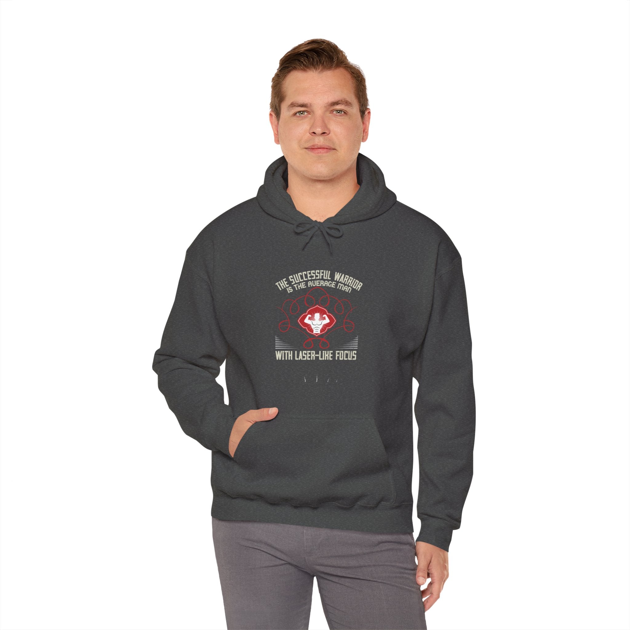 "The successful warrior is the average man, with laser-like focus" Unisex Heavy Blend™ Hooded Sweatshirt