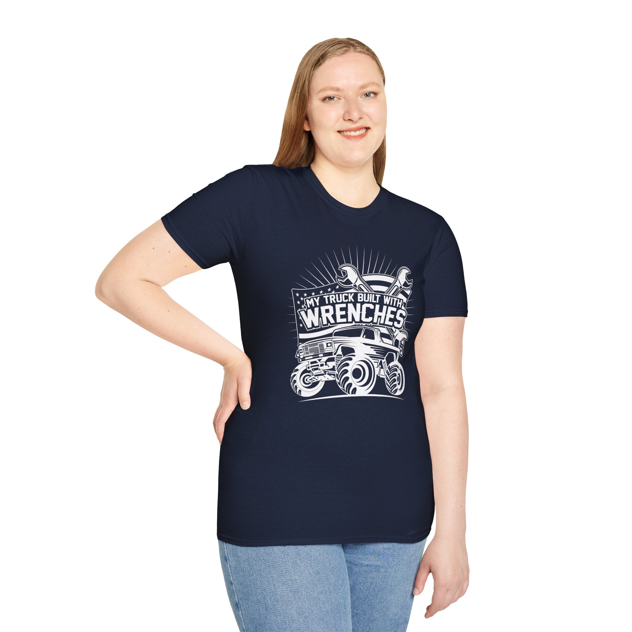 "MY TRUCK BUILT WITH WRENCHES" Unisex Soft style T-Shirt