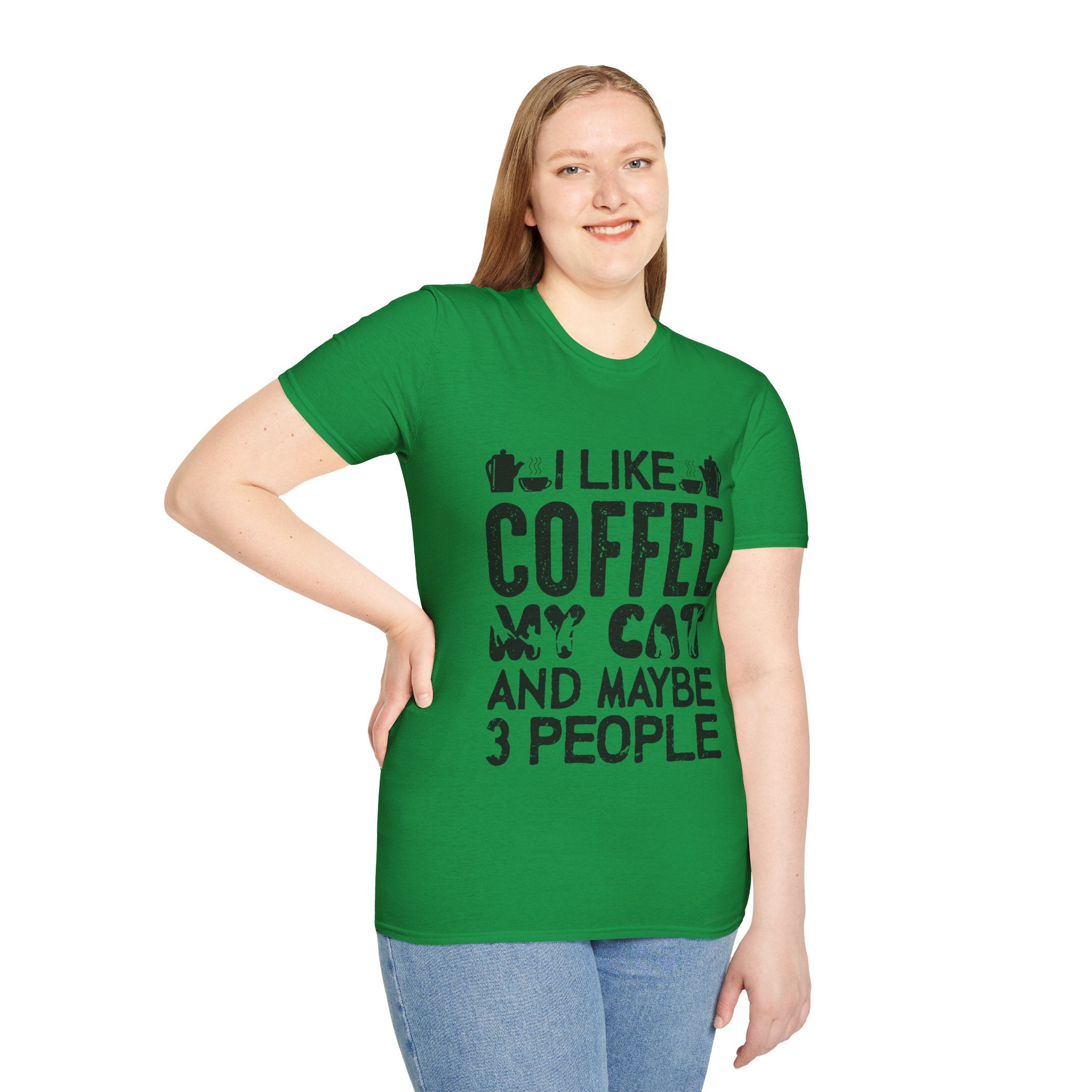 "I LIKE COFFEE MY CAT AND MAYBE 3 PEOPLE" Unisex Soft style T-Shirt