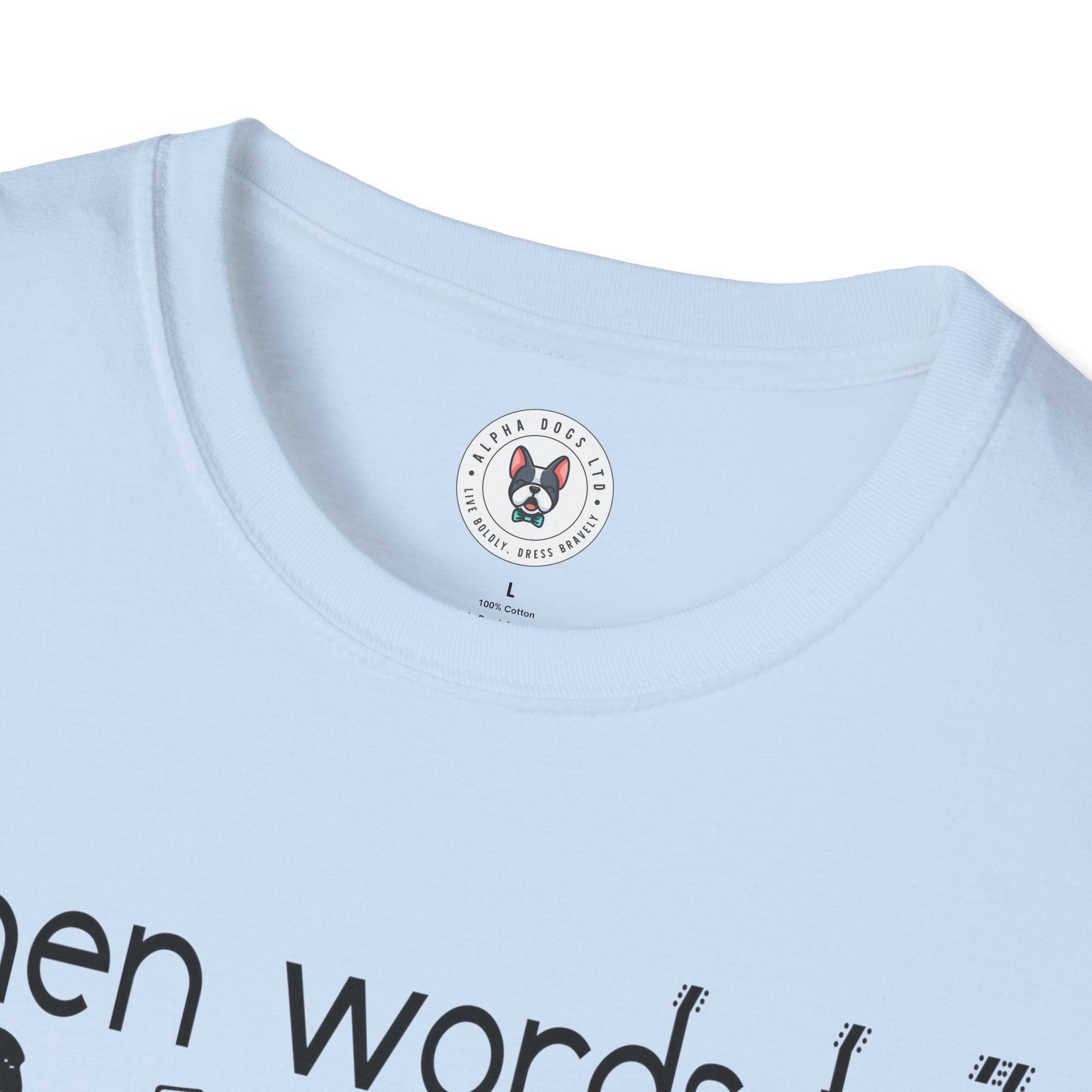 "When Words Fail Music Speaks" Unisex Soft style T-Shirt