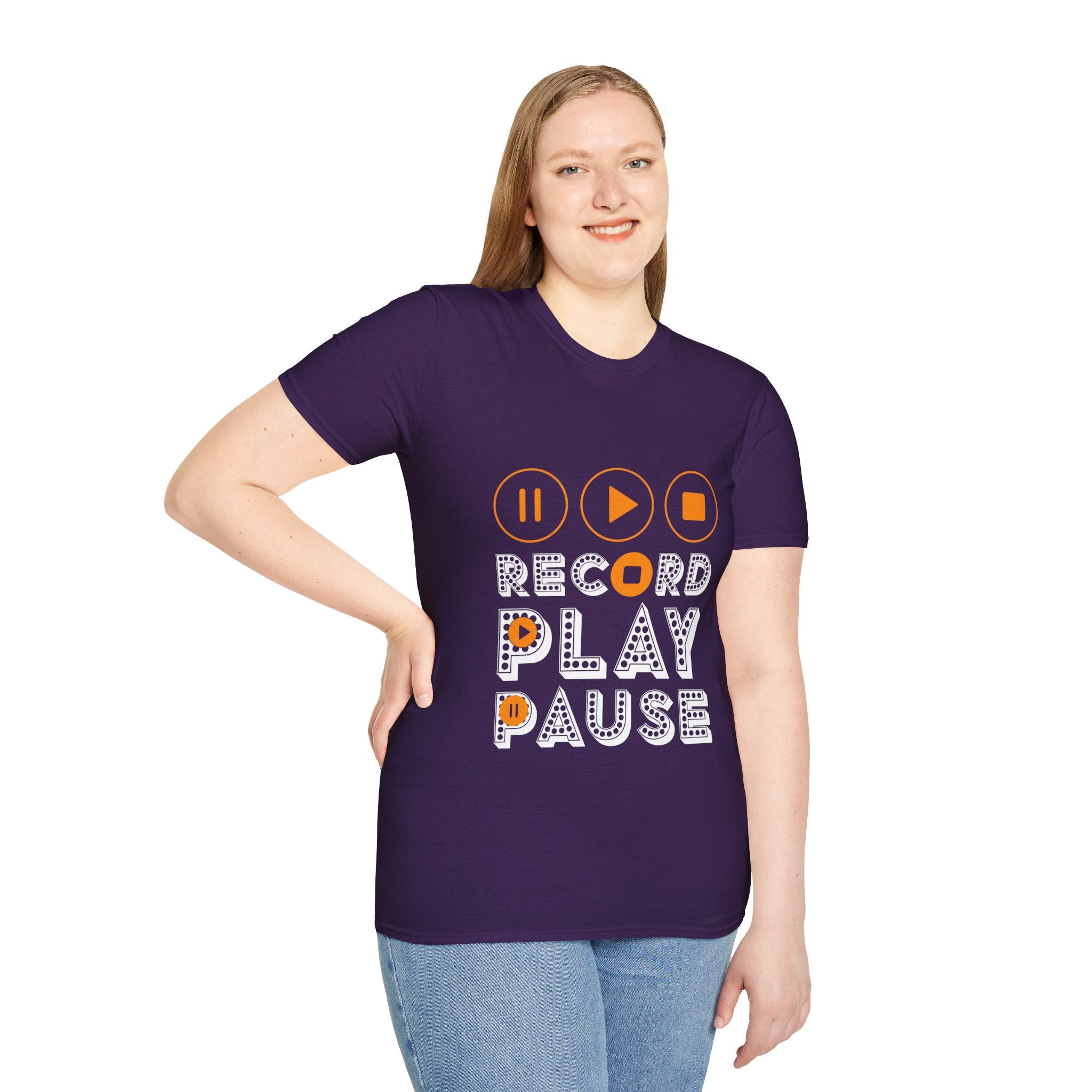 "Record Play Pause" Unisex Soft style T-Shirt