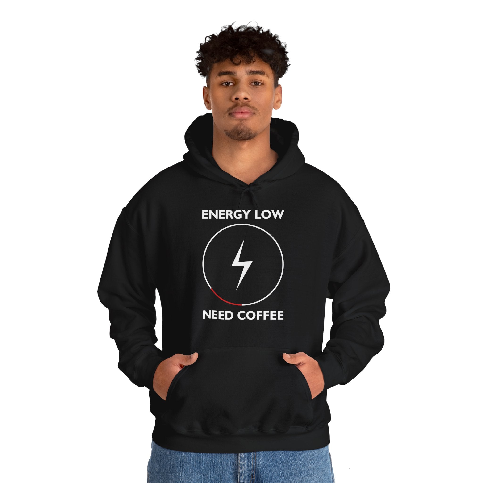 "ENERGY LOW NEED COFFEE" Unisex Heavy Blend™ Hooded Sweatshirt