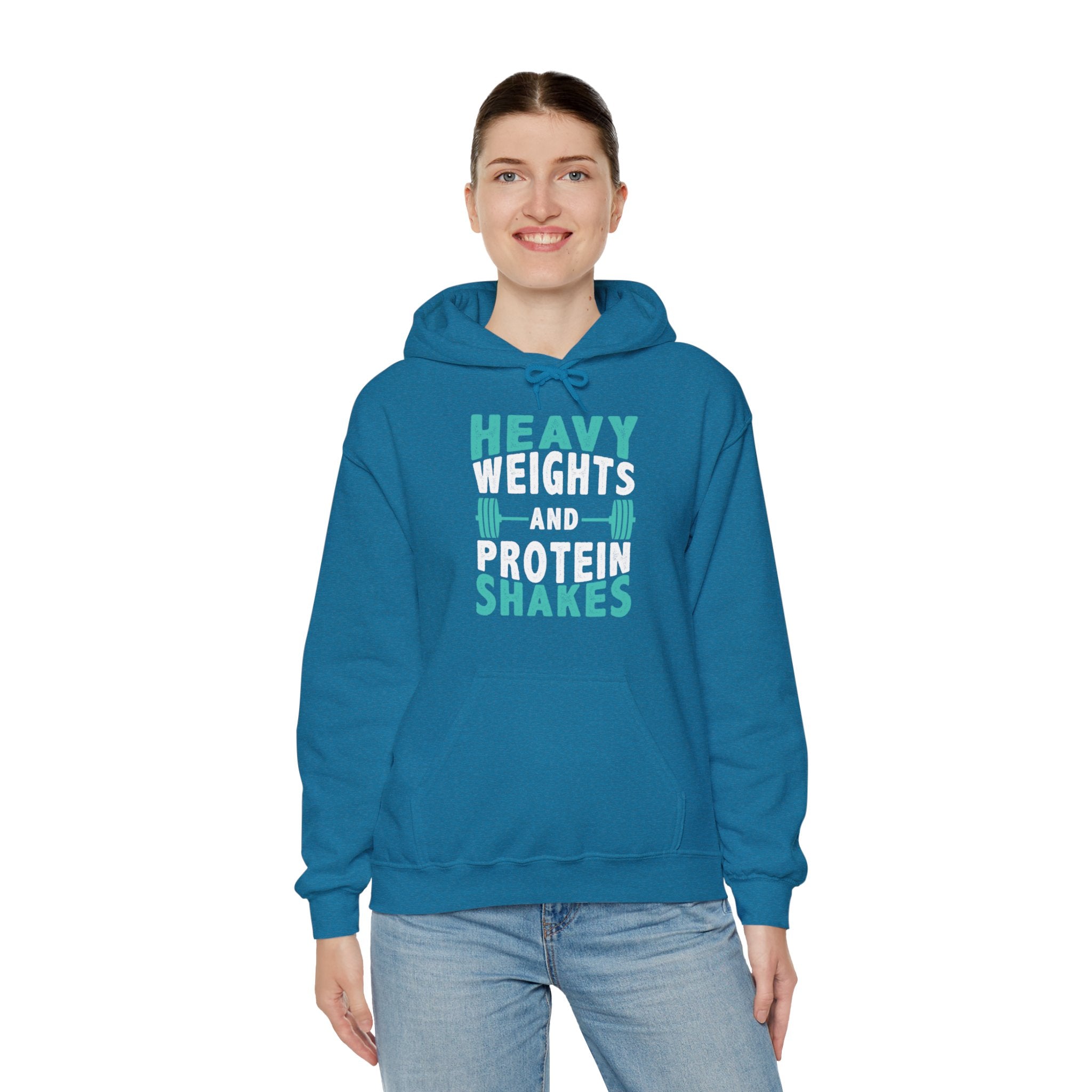 "Heavy Weights And Proteins Shakes" Unisex Heavy Blend™ Hooded Sweatshirt