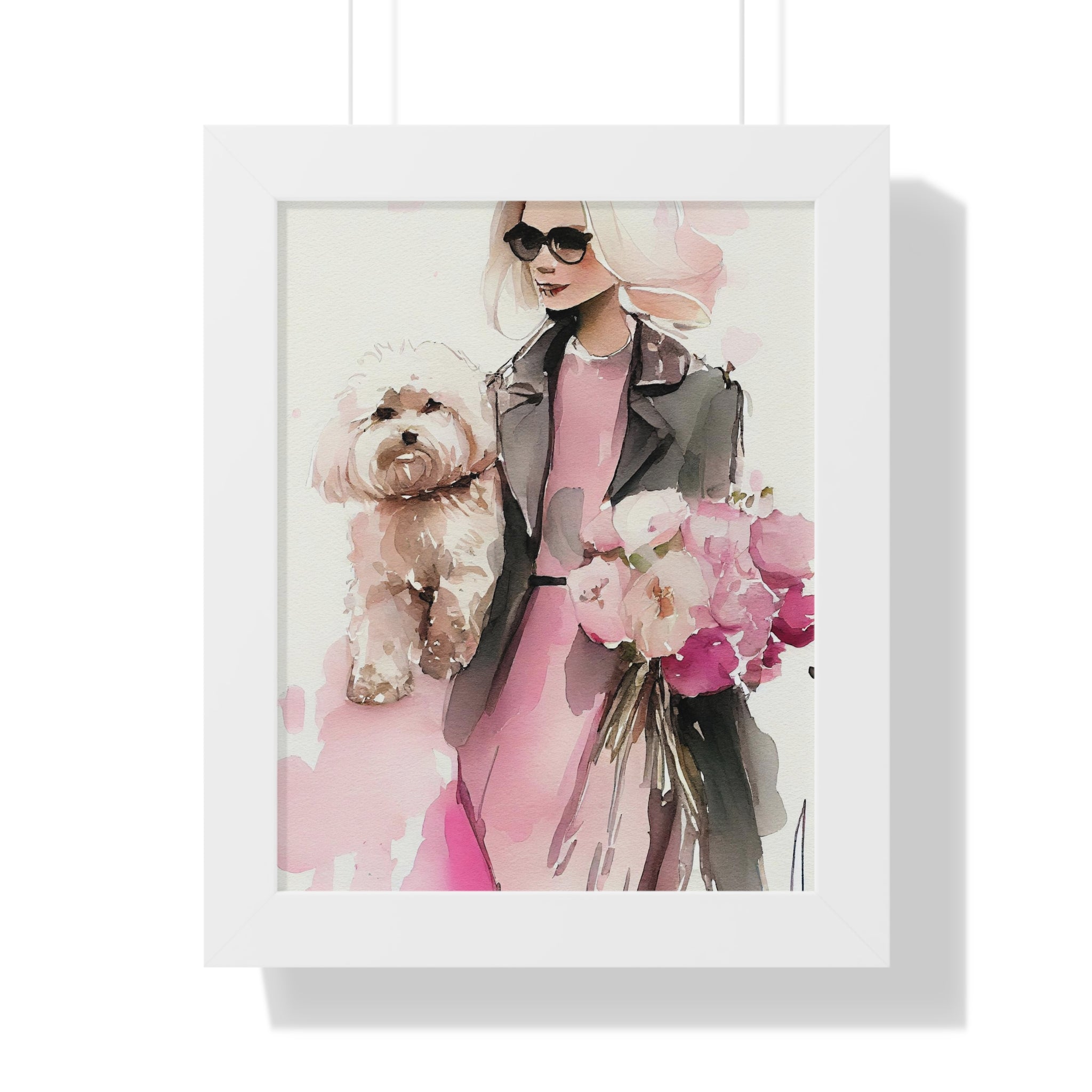 "BLONDE LADY MALTIPOO SUNGLASSES" Framed Vertical Poster