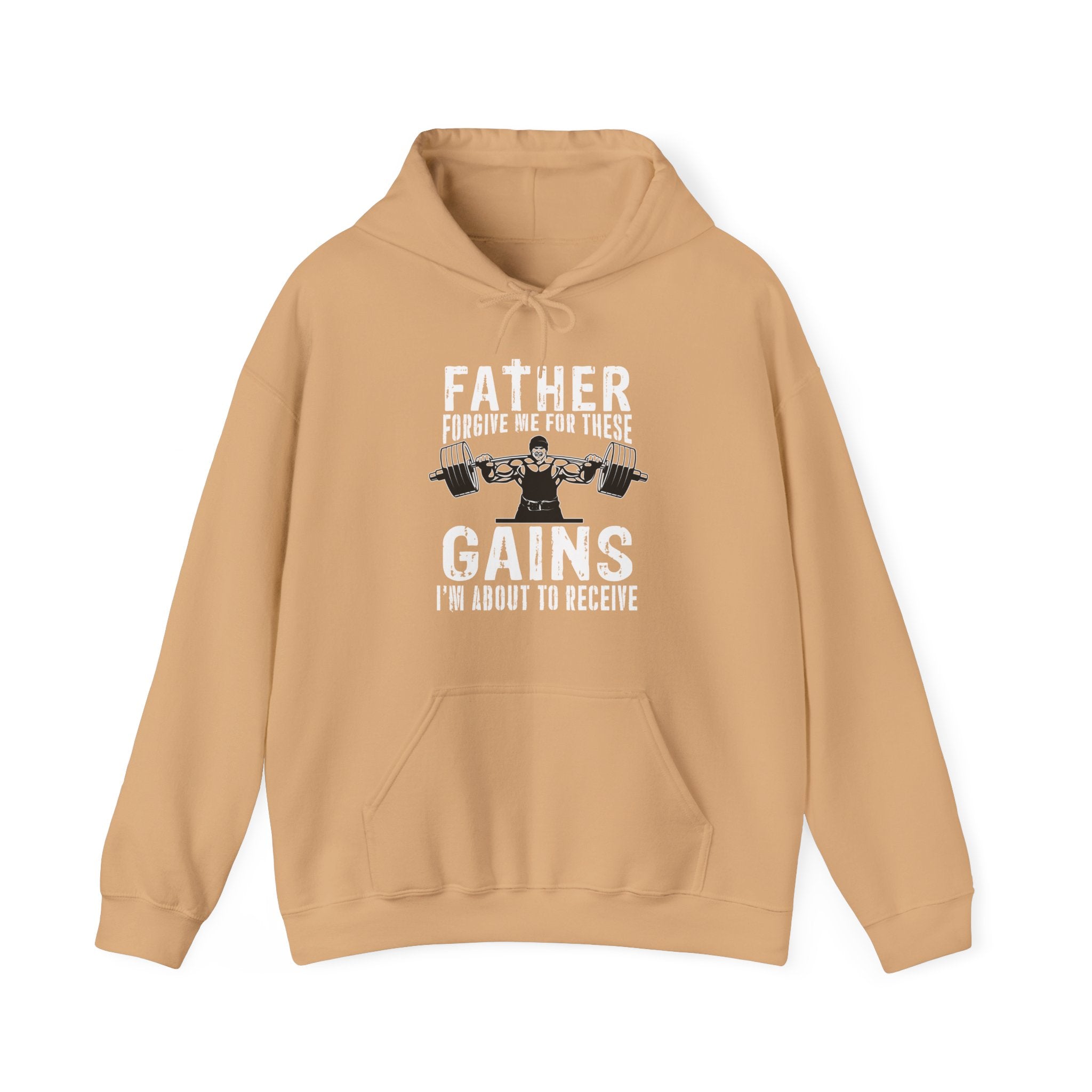 "Father Forgive Me For These Gains I M About  To Receive" Unisex Heavy Blend™ Hooded Sweatshirt