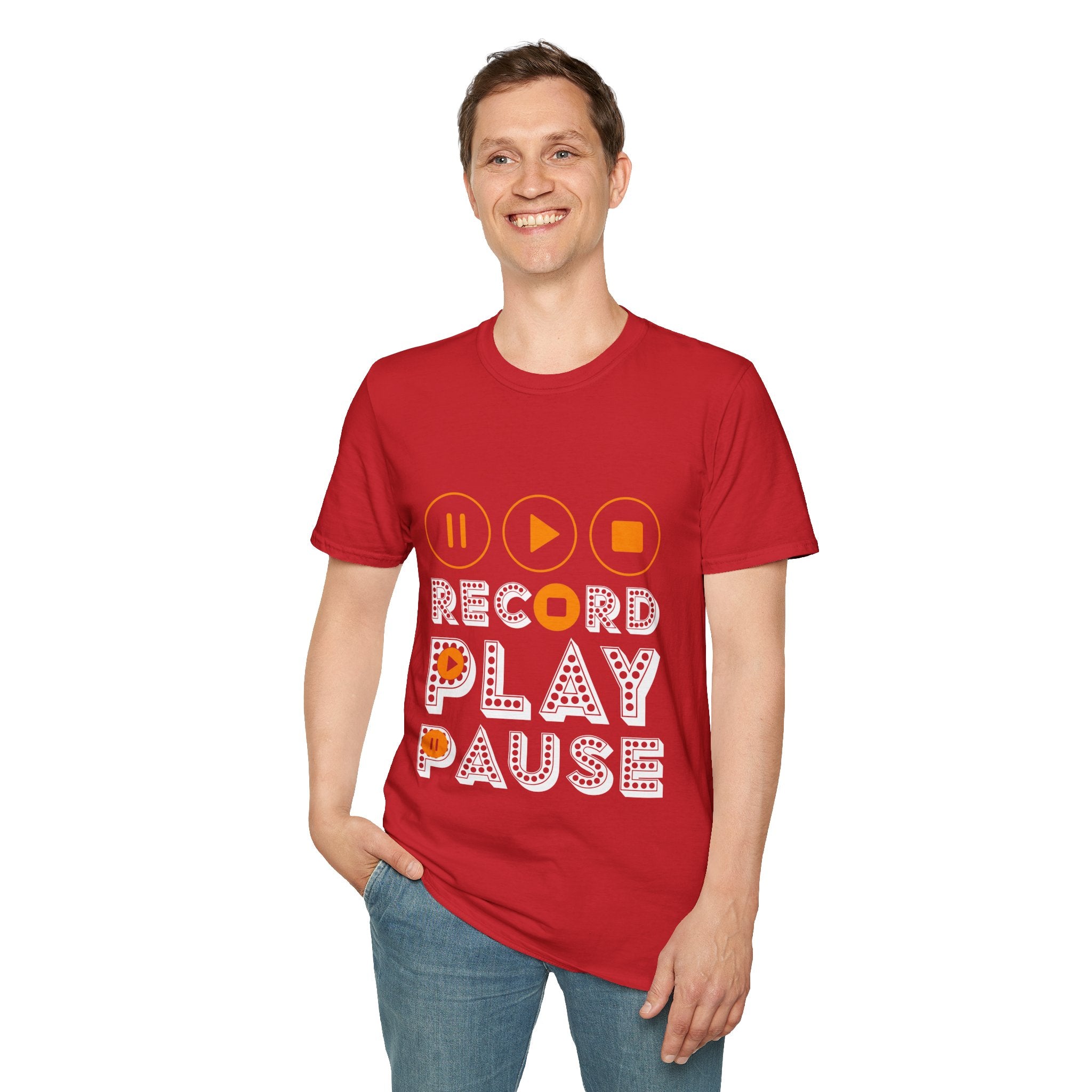 "Record Play Pause" Unisex Soft style T-Shirt