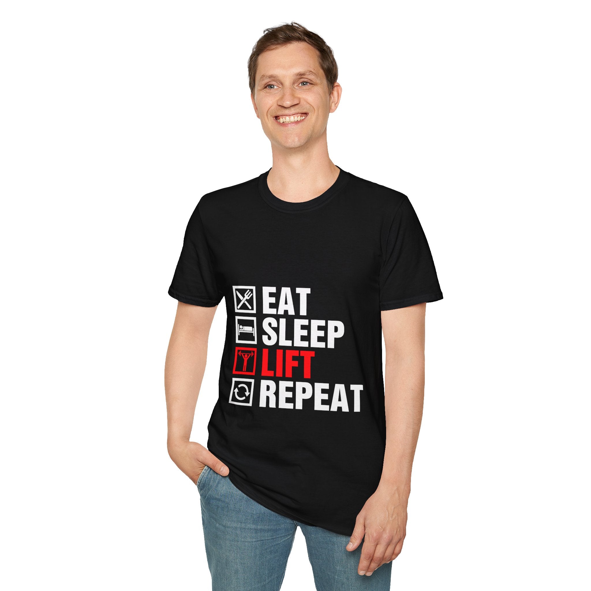 "Eat Sleep Lift Repeat" Unisex Soft Style T-Shirt