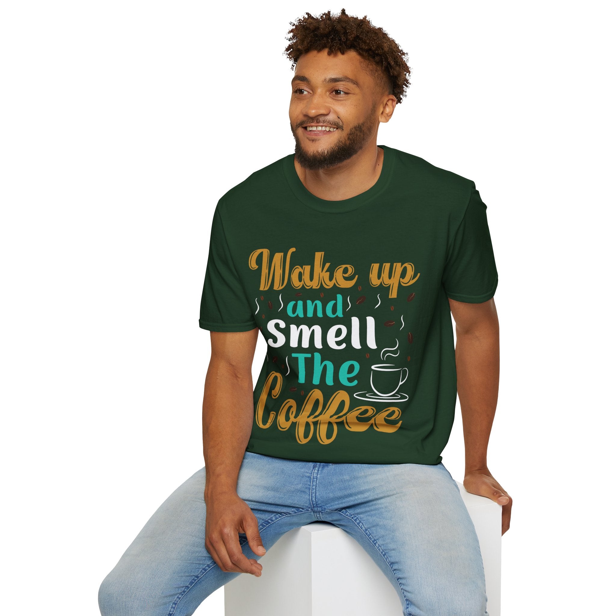 "WAKE UP AND SMELL THE COFFEE" Unisex Soft style T-Shirt