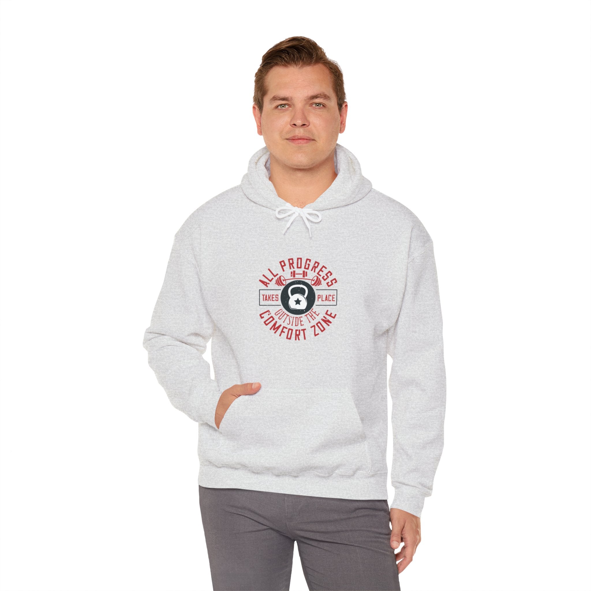 "All ProgressTakes Place Outside Of Comfort Zone" Unisex Heavy Blend™ Hooded Sweatshirt