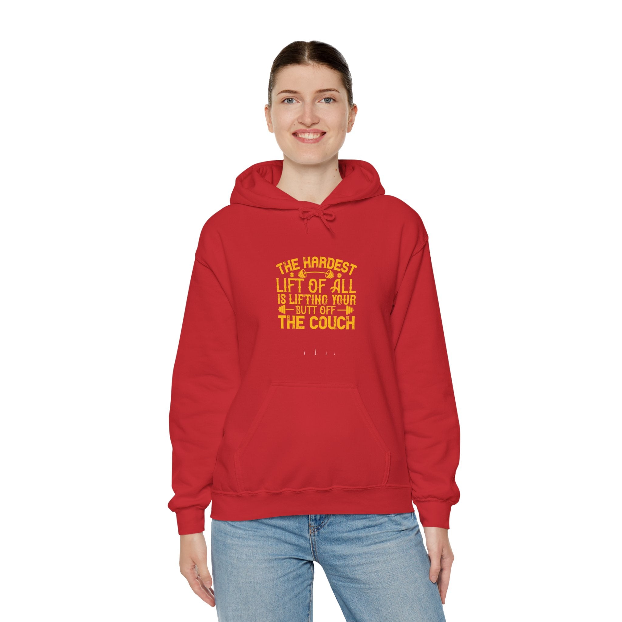 "The hardest lift of all is lifting your butt off the couch"  Unisex Heavy Blend™ Hooded Sweatshirt