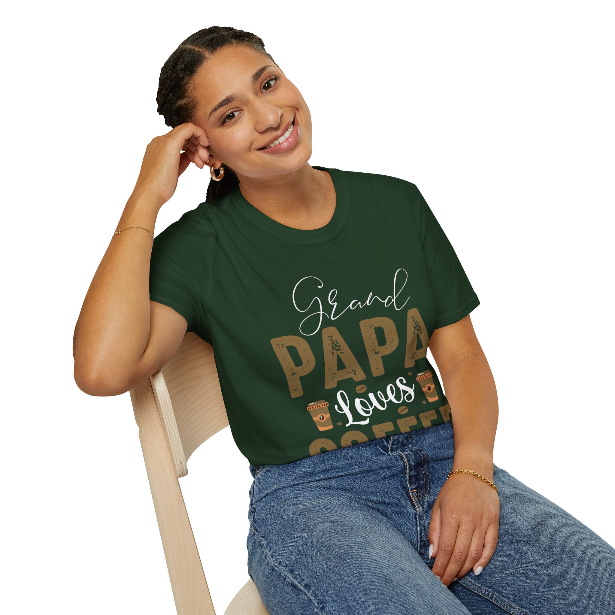 "GRAND PAPA LOVES COFFEE" Unisex Soft style T-Shirt