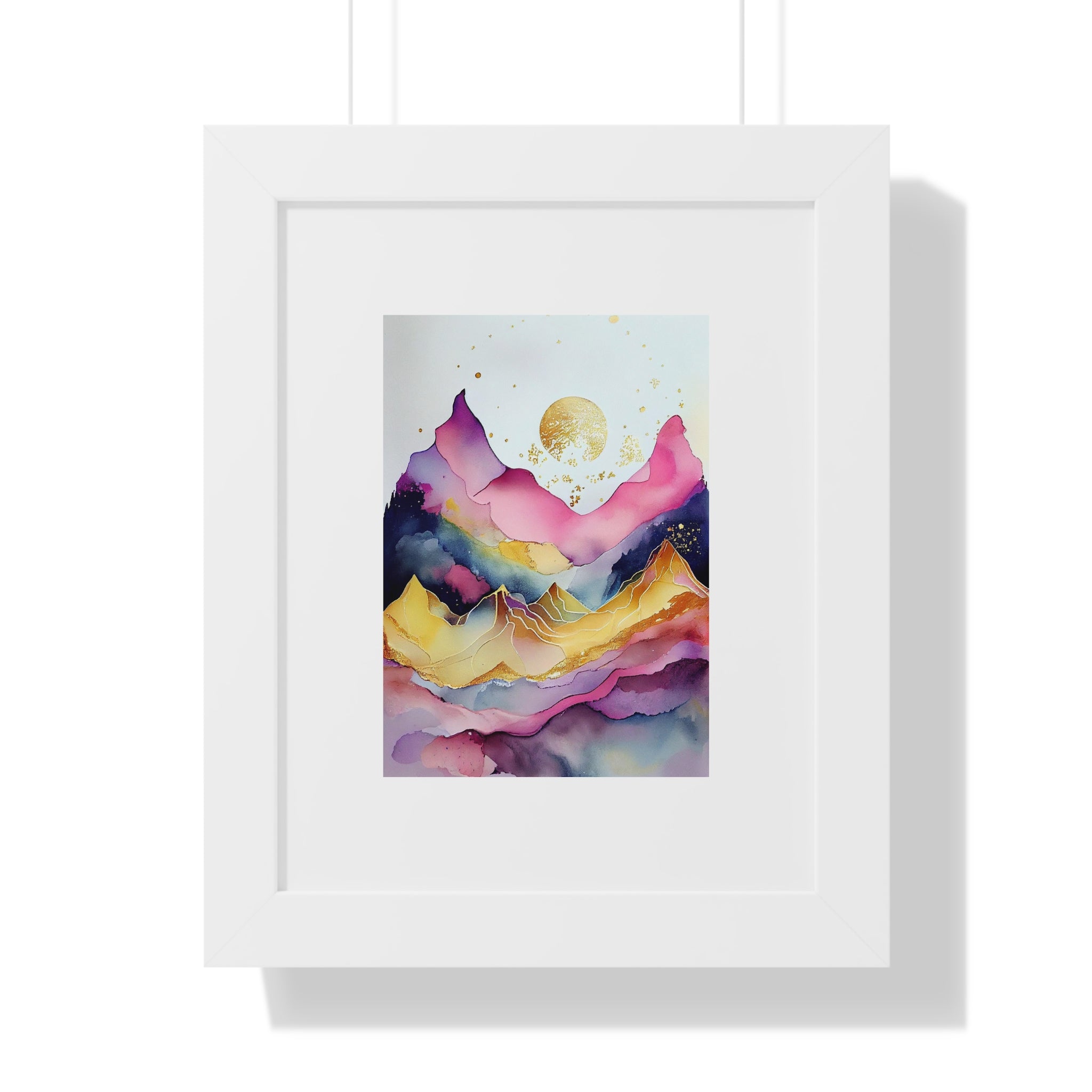 "ABSTRACT ALCOHOLIC INK MOUNTAIN" Framed Vertical Poster