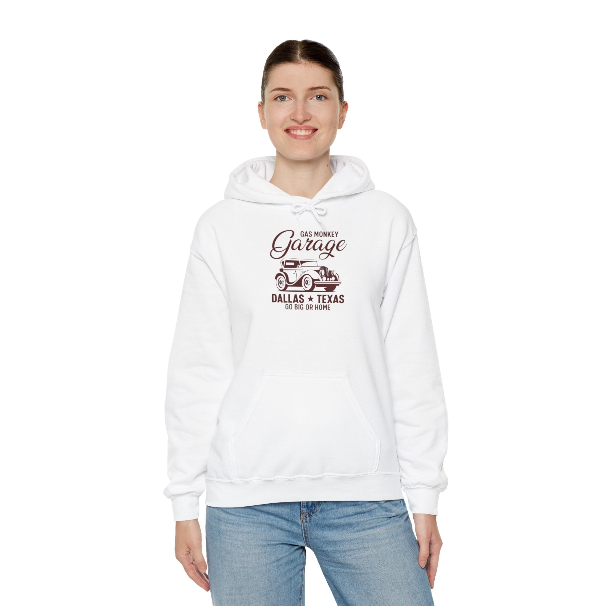 "GAS MONKEY GARAGE DALLAS TEXAS GO BIG OR HOME" Unisex Heavy Blend™ Hooded Sweatshirt