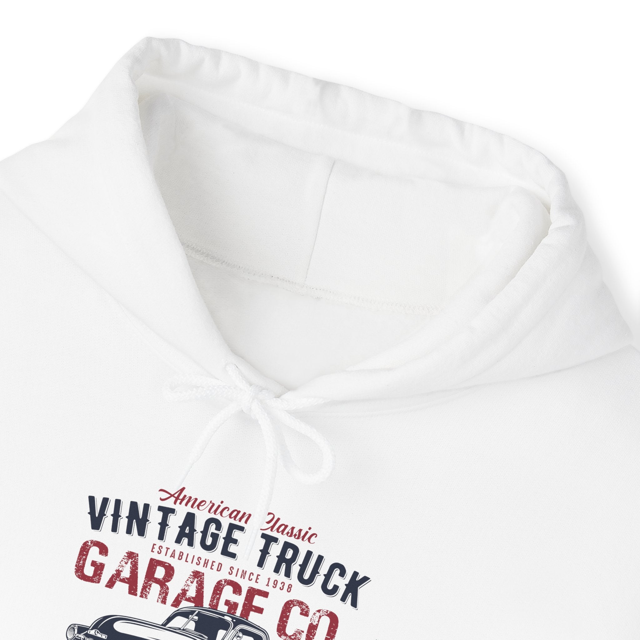 "AMERICAN CLASSIC VINTAGE TRUCK ESTABLISHED SINCE 1938 GARAGE CO. SERVICE & REPAIR ORIGINAL SPARE PARTS AUTHENTIC HANDCRAFTED" Unisex Heavy Blend™ Hooded Sweatshirt