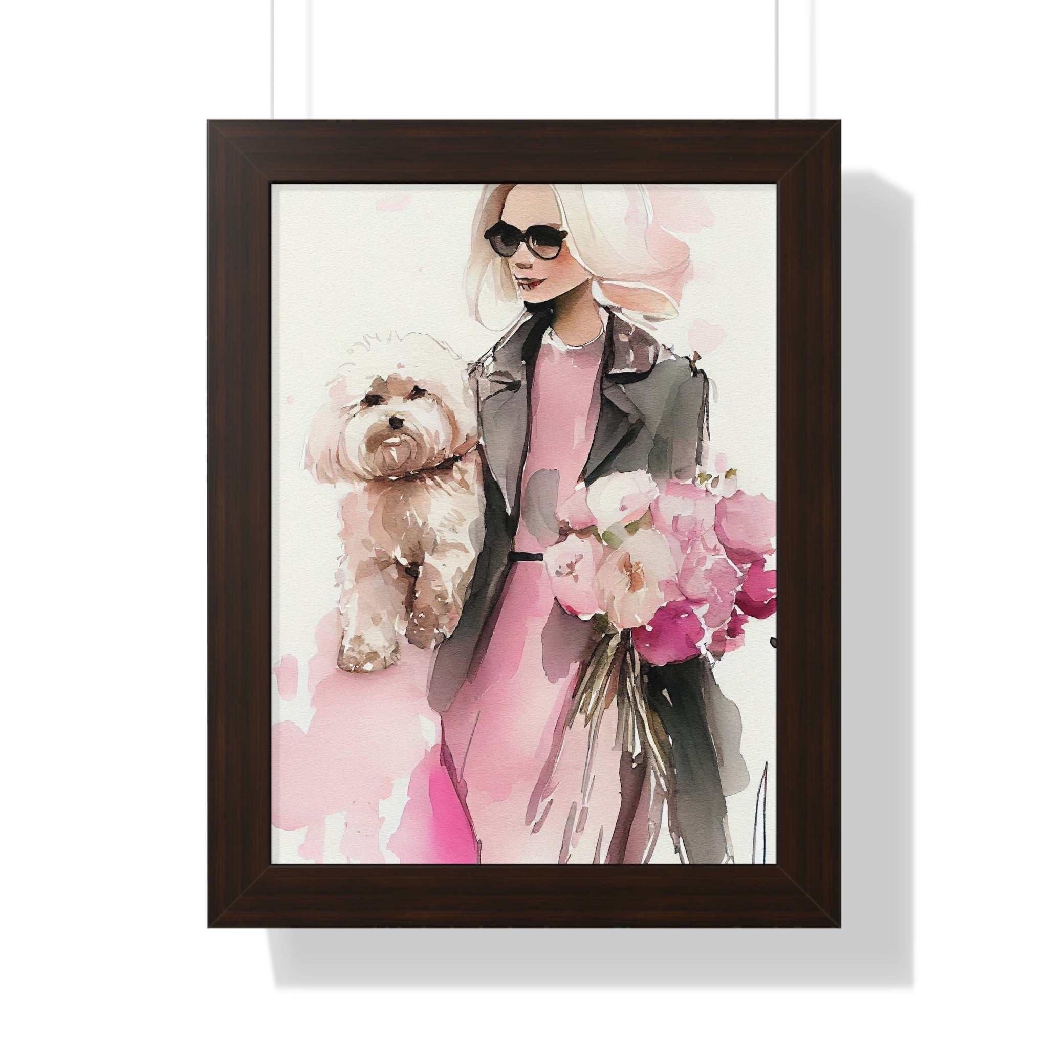 "BLONDE LADY MALTIPOO SUNGLASSES" Framed Vertical Poster