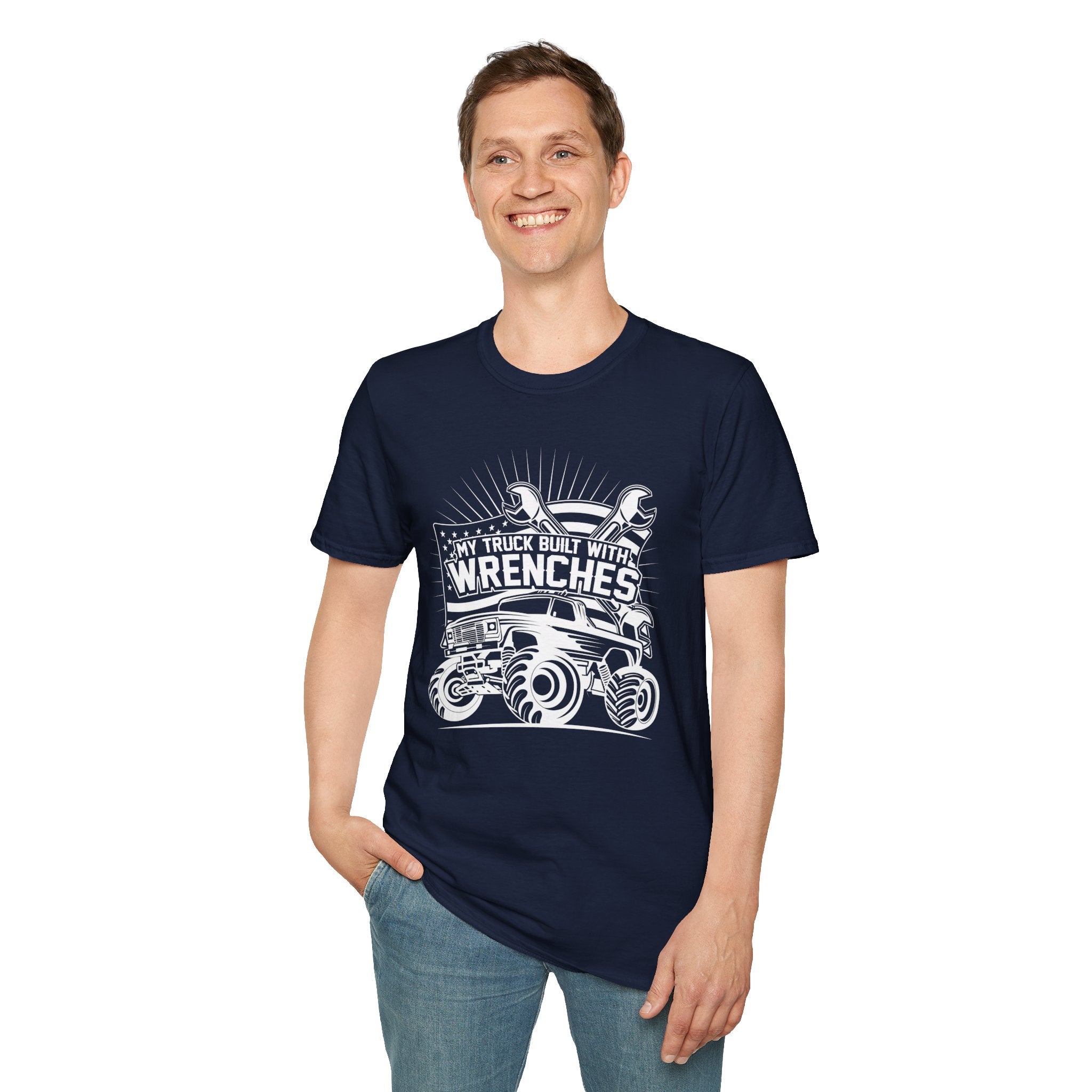 "MY TRUCK BUILT WITH WRENCHES" Unisex Soft style T-Shirt