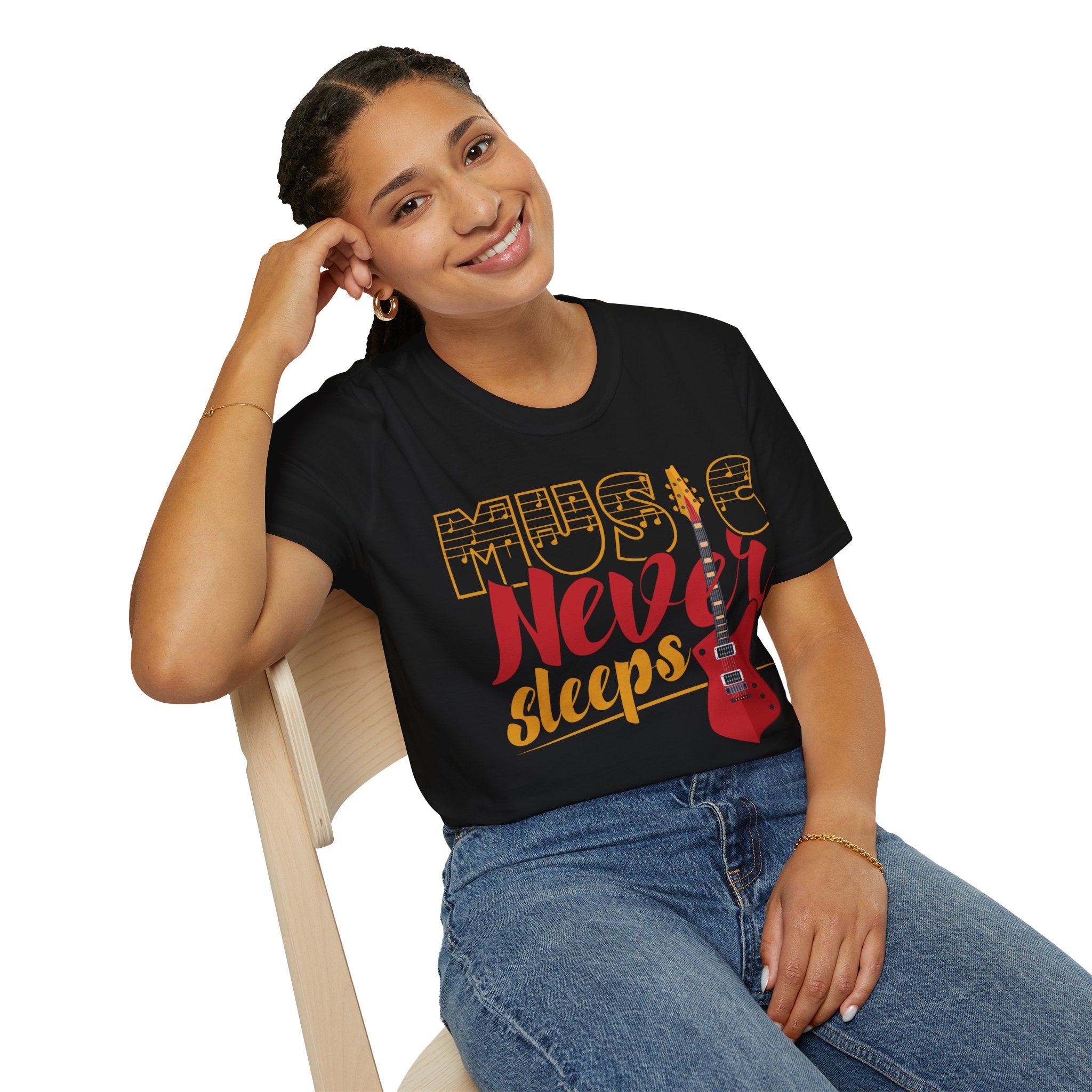 "Music Never Sleeps" Unisex Soft style T-Shirt