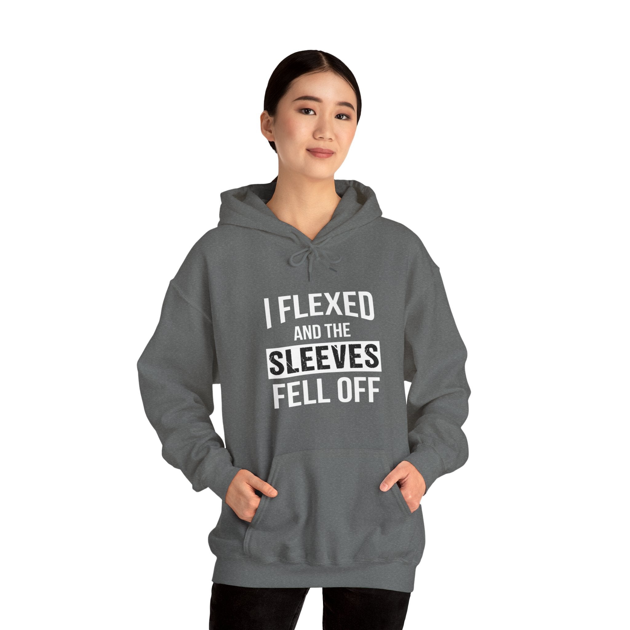 "I Flexed And The Sleeves Fell Off" Unisex Heavy Blend™ Hooded Sweatshirt