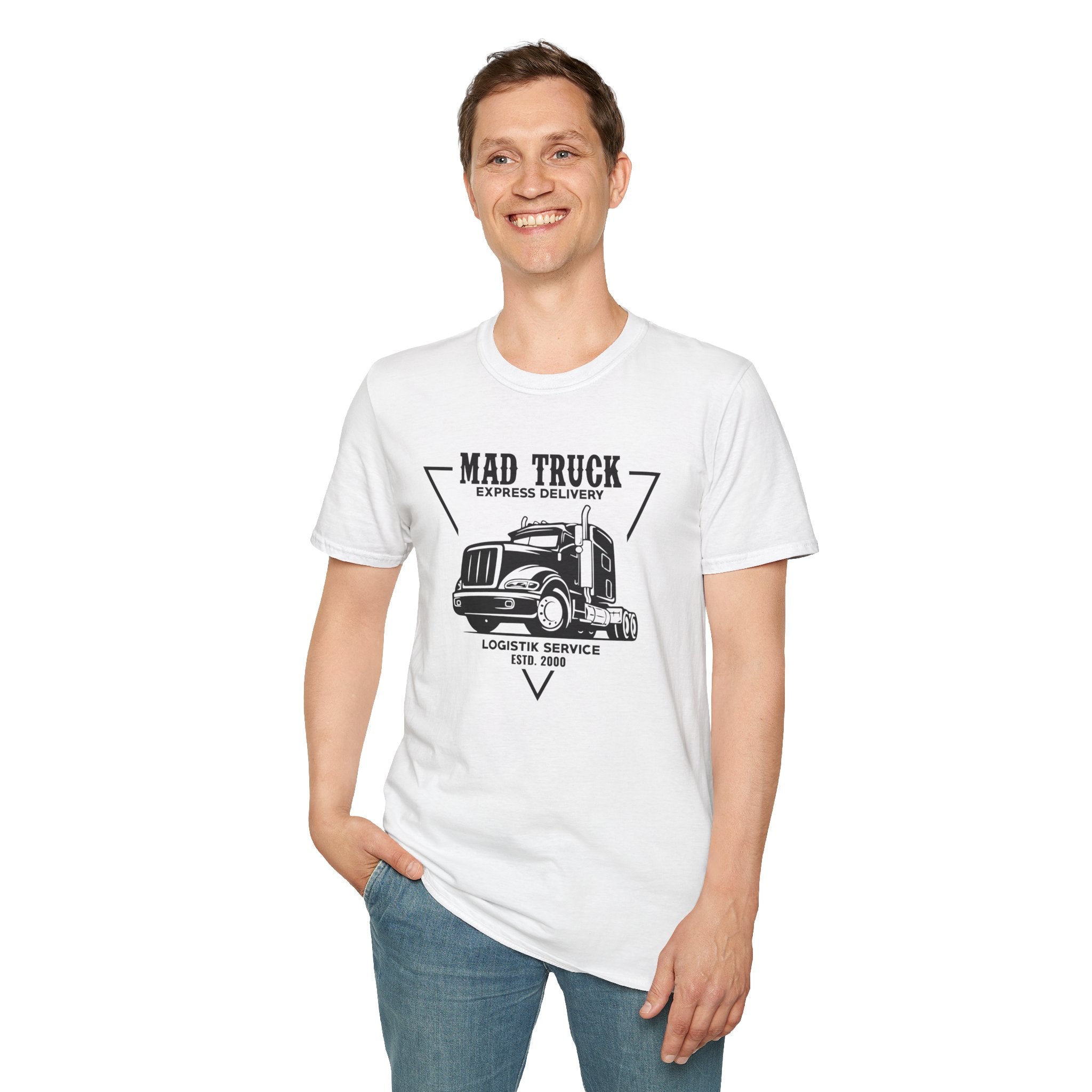 "MAD TRUCK EXPRESS DELIVERY LOGISTIK SERVICE ESTD. 2000" Unisex Soft style T-Shirt