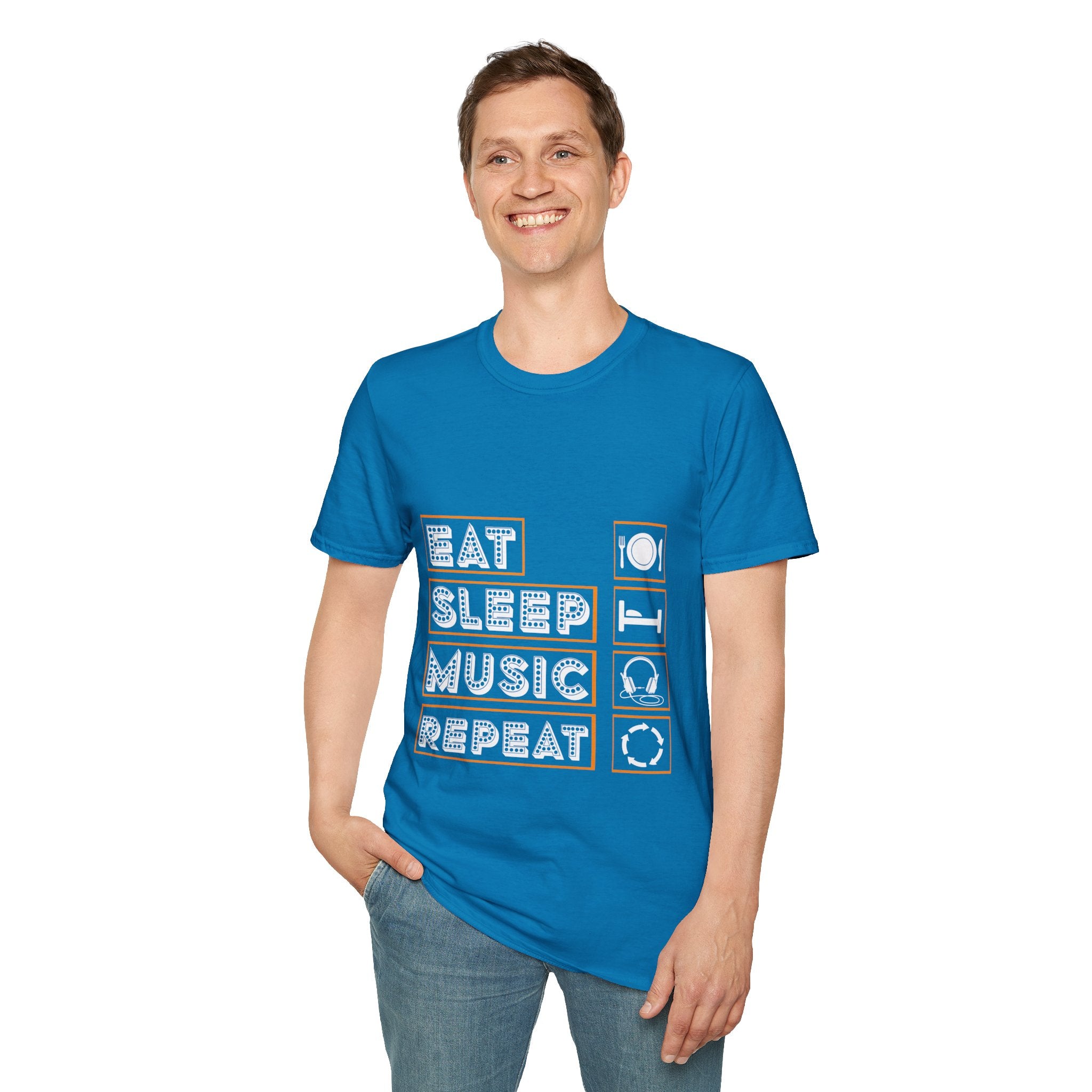 "Eat Sleep Music Repeat" Unisex Soft style T-Shirt