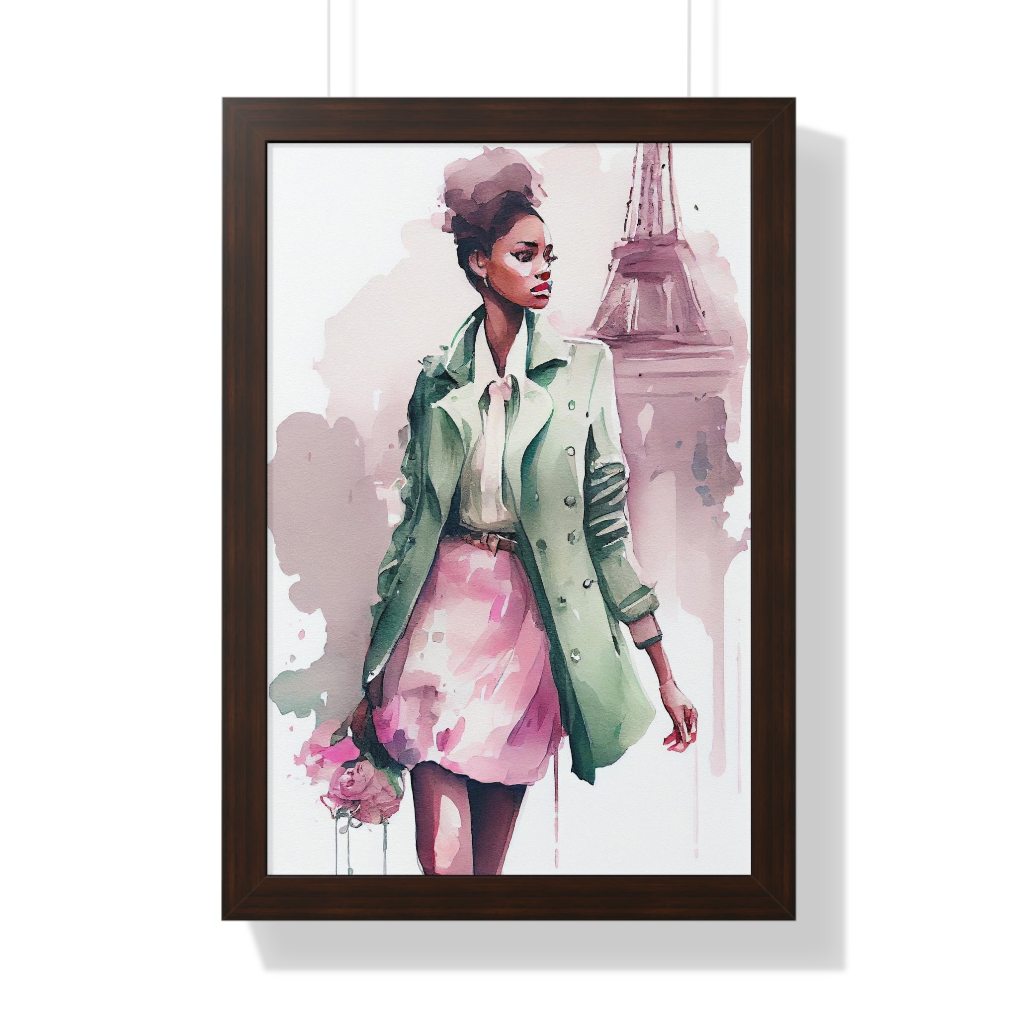 "BLACK WOMAN PARIS STREETS" Framed Vertical Poster