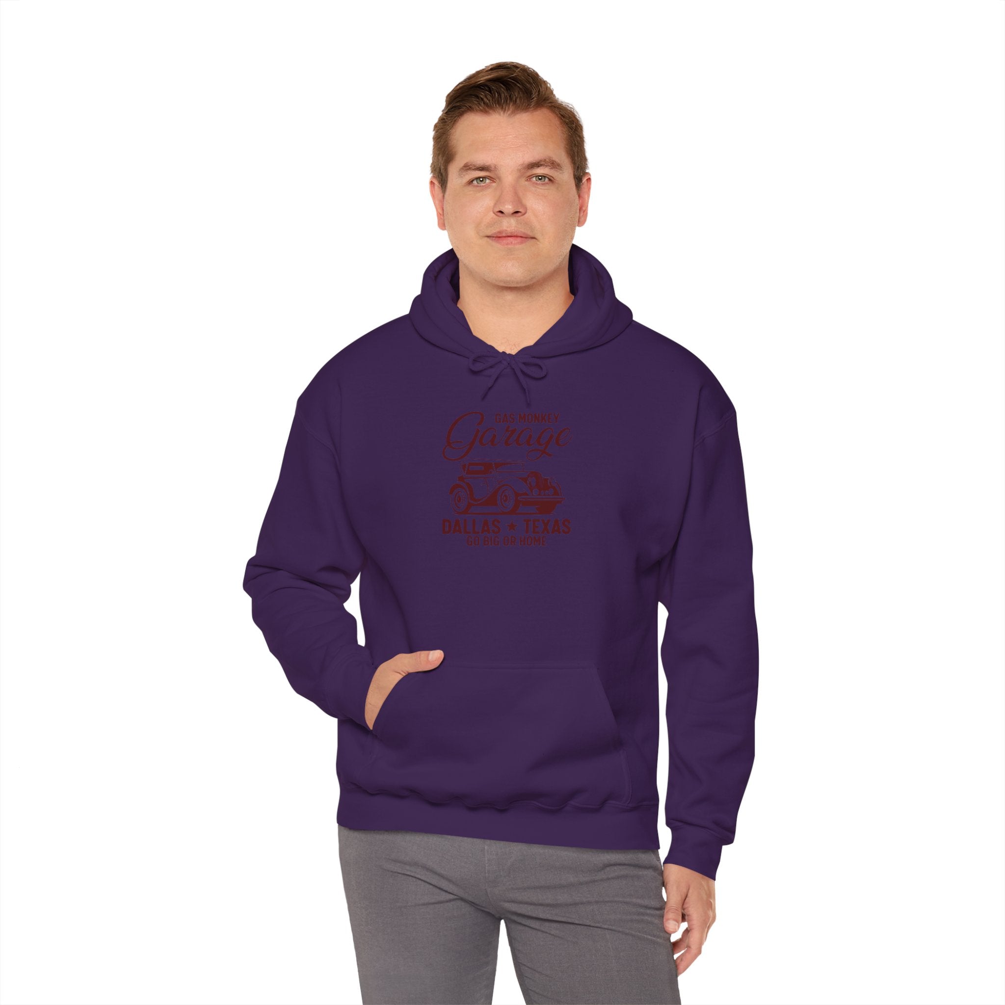 "GAS MONKEY GARAGE DALLAS TEXAS GO BIG OR HOME" Unisex Heavy Blend™ Hooded Sweatshirt