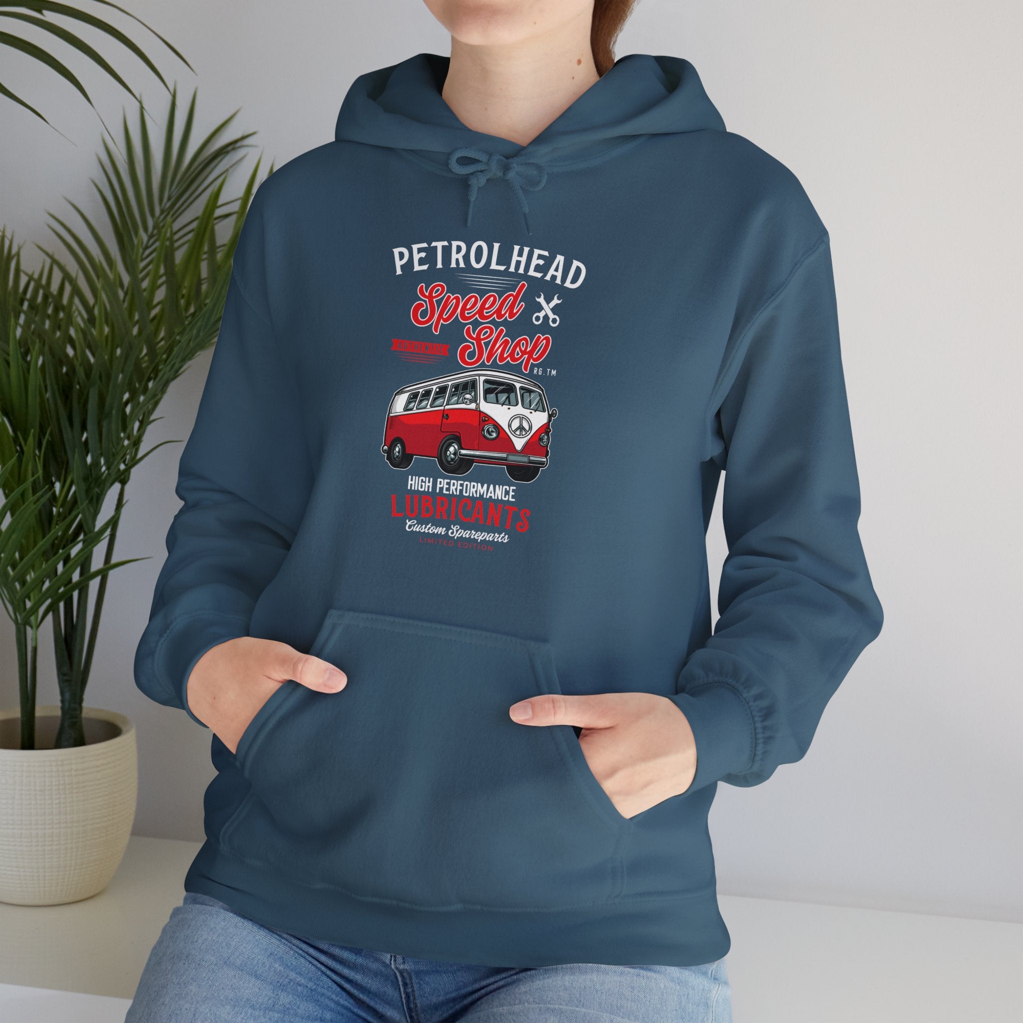 "PETROLHEAD SPEED SHOP LUBRICANTS" Unisex Heavy Blend™ Hooded Sweatshirt