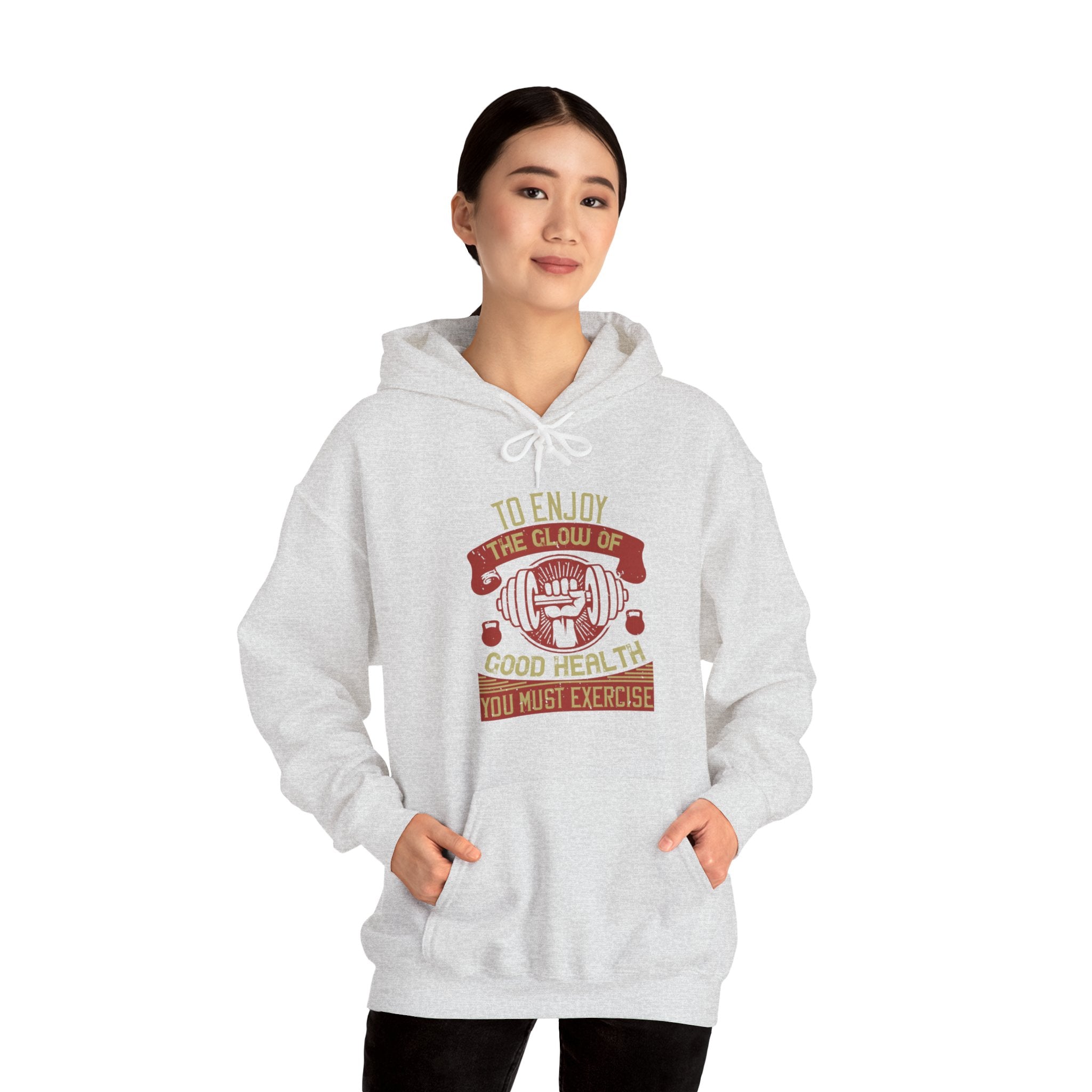 "To enjoy the glow of good health, you must exercise"  Unisex Heavy Blend™ Hooded Sweatshirt