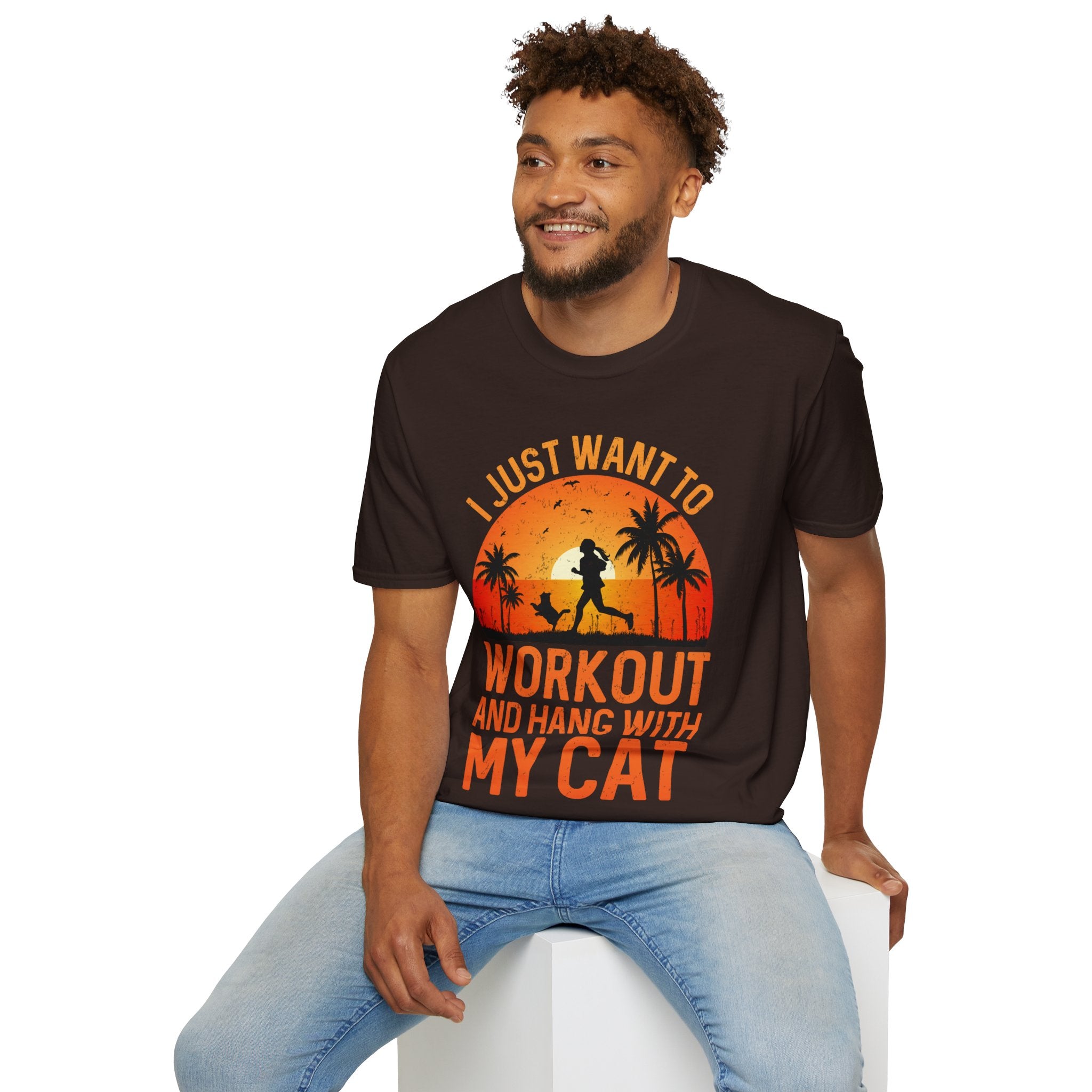 "I Just Want To Workout And Hang With My Cat"   Unisex Soft style T-Shirt