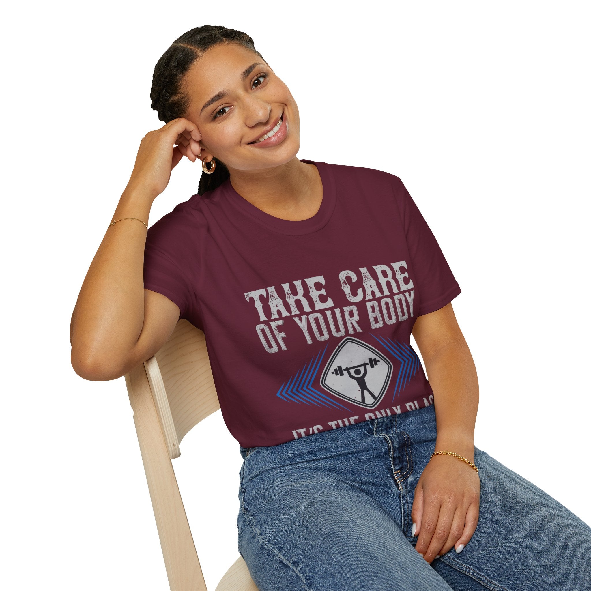 "Take care of your body its the only Place You Have to live" Unisex Soft style T-Shirt