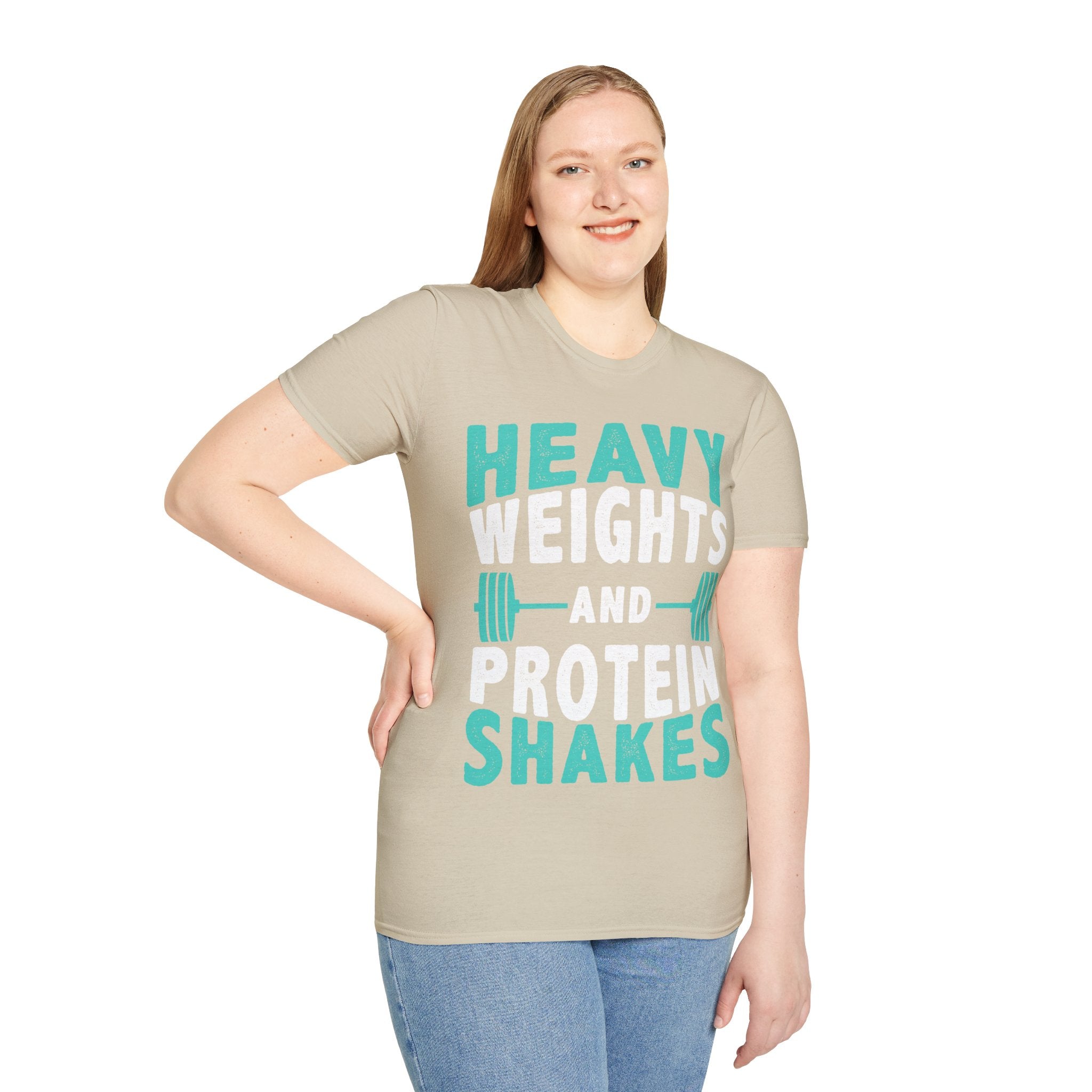 "Heavy Weights And Proteins Shakes" Unisex Soft Style T-Shirt