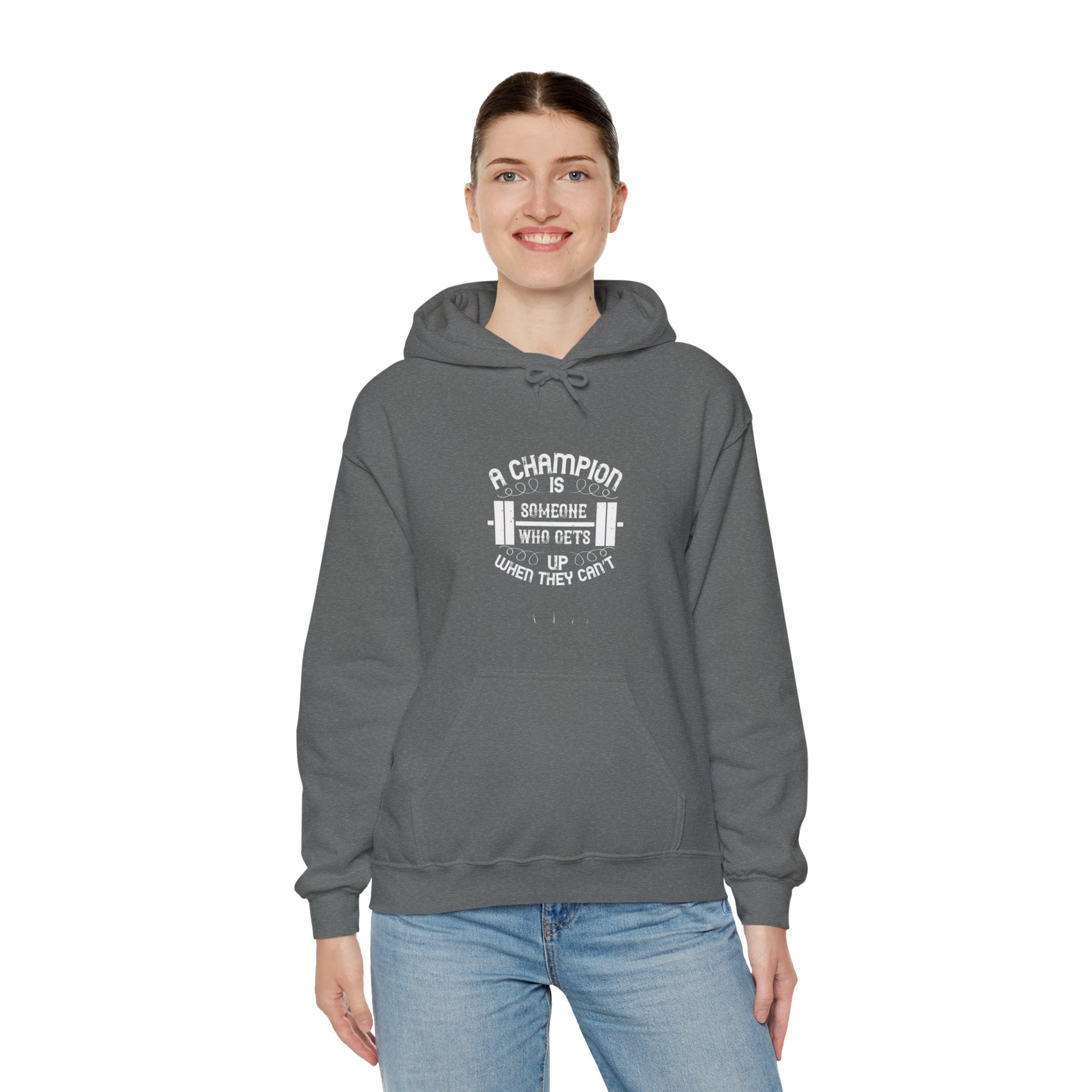 "A Champion Is Someone Who Gets Up When They Can't" Unisex Heavy Blend™ Hooded Sweatshirt