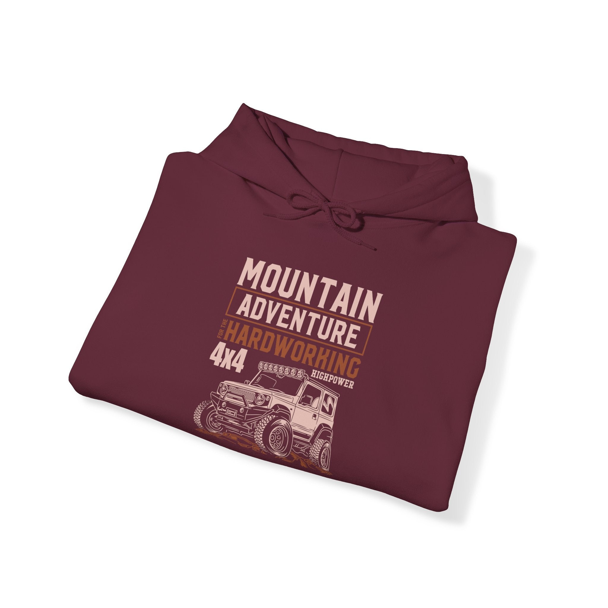 "MOUNTAIN ADVENTURE HARDWORKING 4X4" Unisex Heavy Blend™ Hooded Sweatshirt